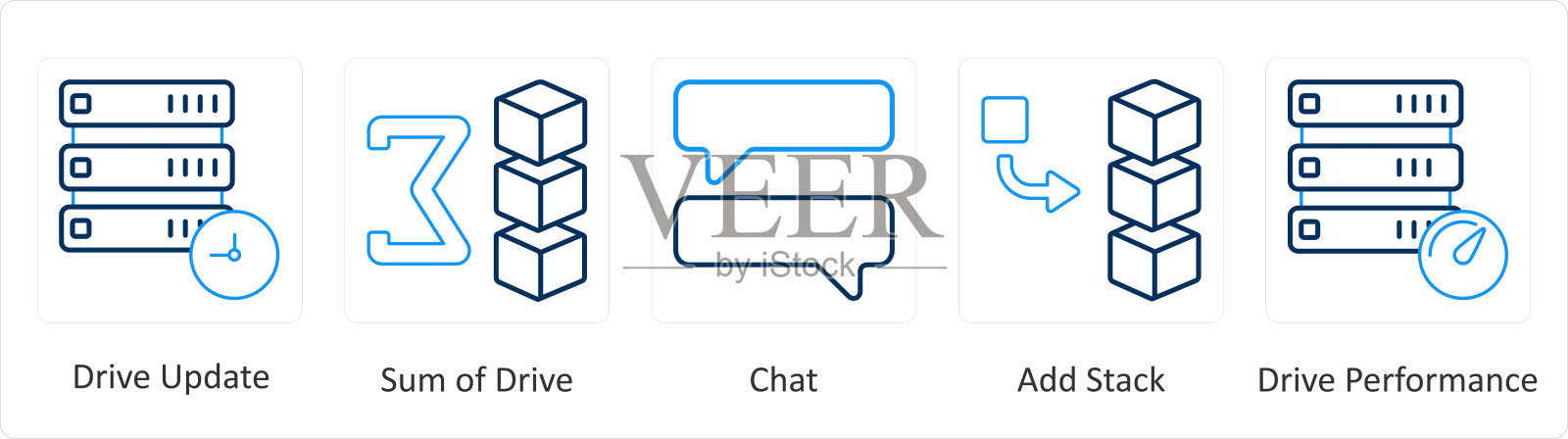 一套5混合图标驱动器更新，驱动器的总和，聊天插画图片素材