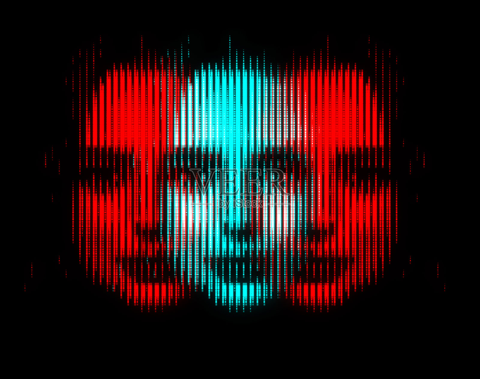 女子肖像插图在半色调黑白电视屏幕像素图案照片摄影图片