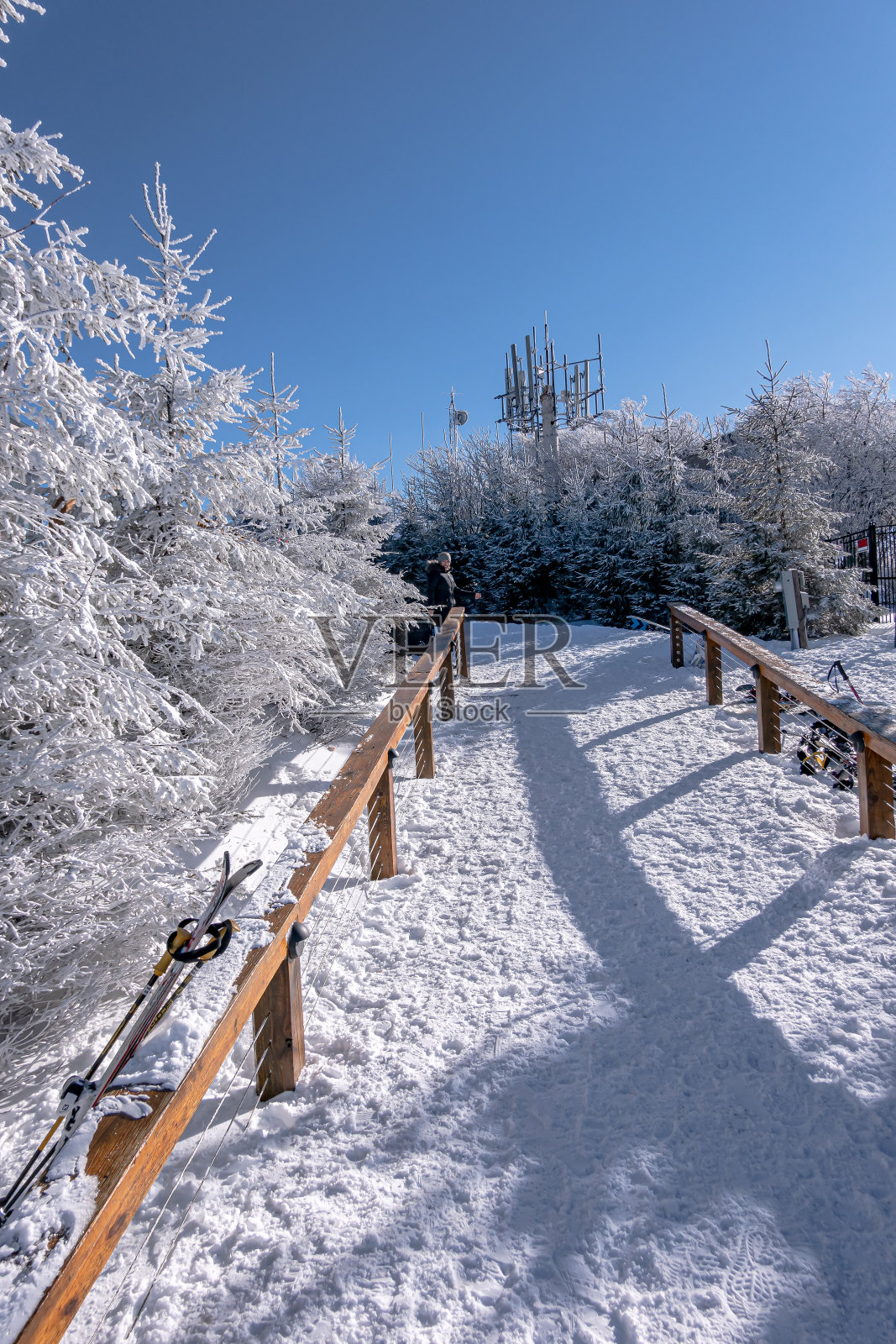 北卡罗来纳州山毛榉山附近的冬季和雪景照片摄影图片