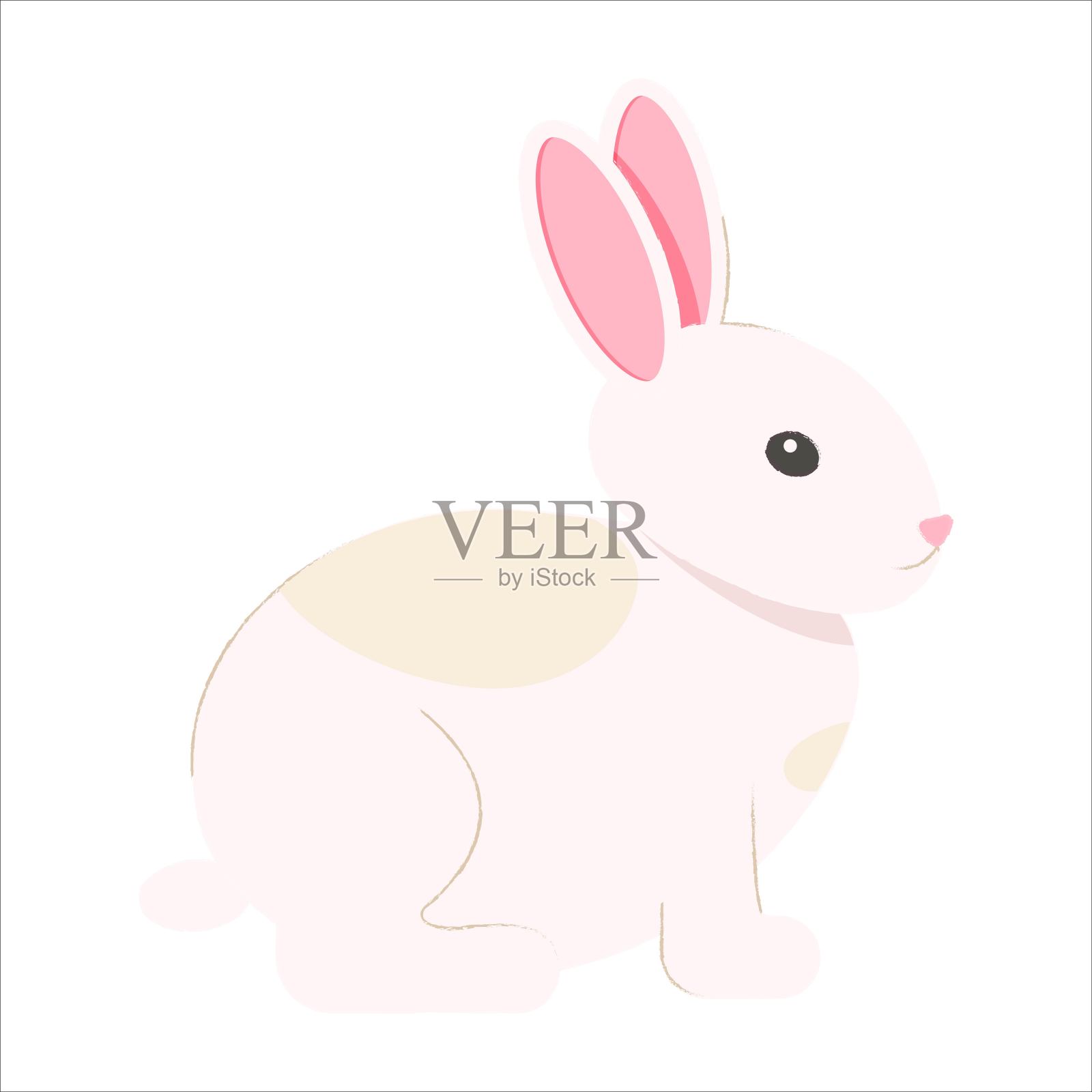 白色的兔子。复活节兔子插图设计元素图片