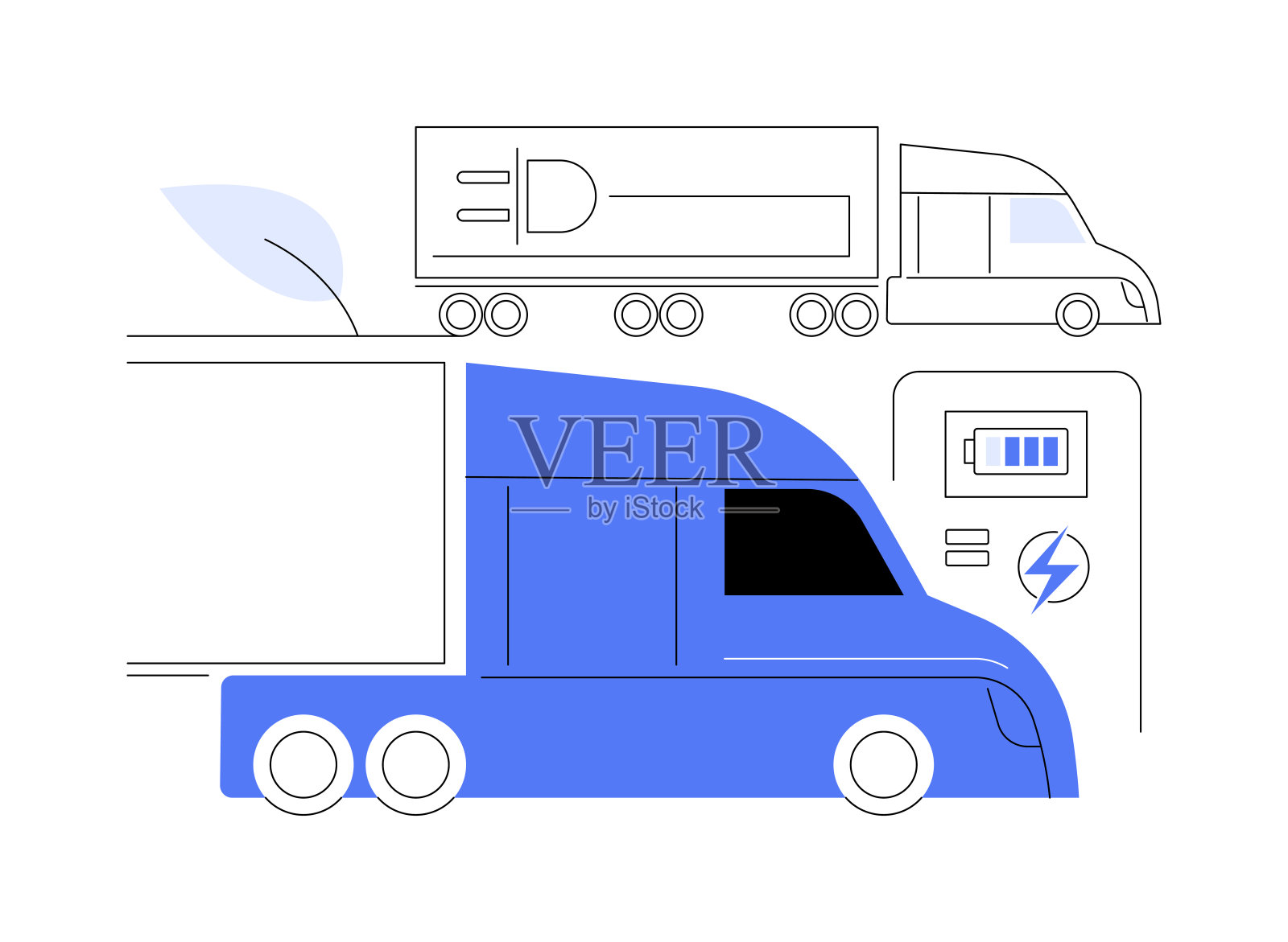 半挂车和牵引车抽象概念矢量插图。插画图片素材