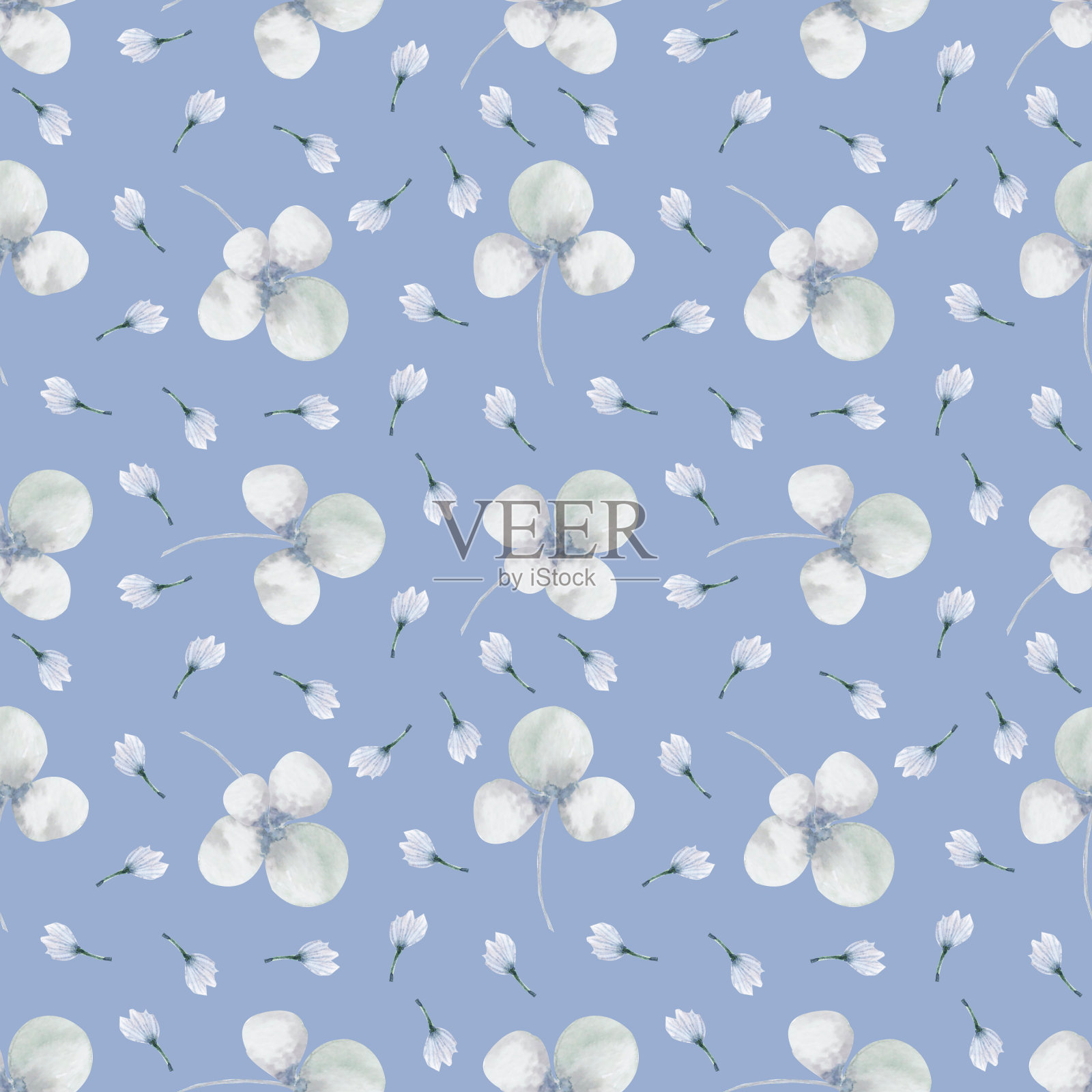 水彩花卉无缝图案。插画图片素材