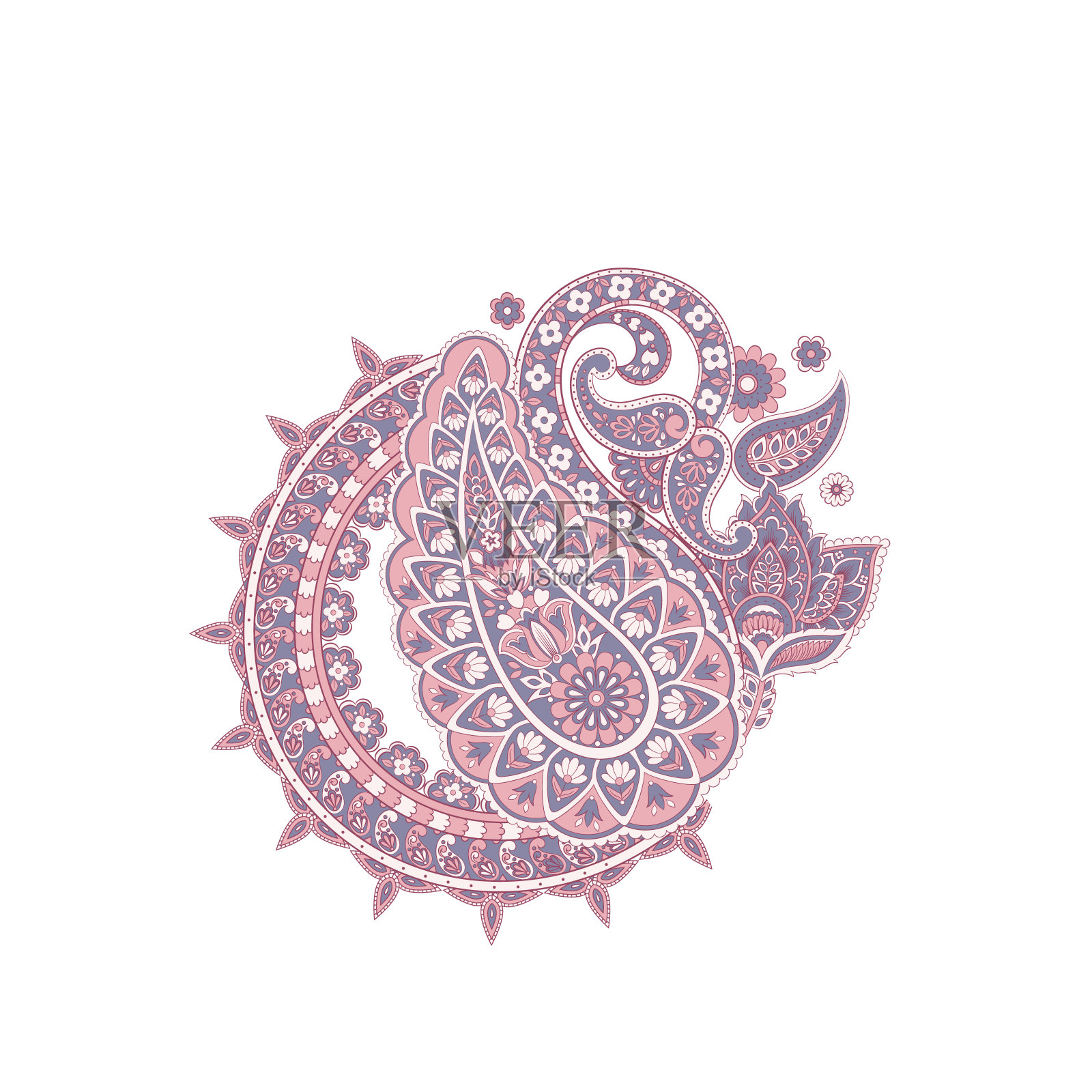 佩斯利向量孤立模式。绫风格复古插图插画图片素材