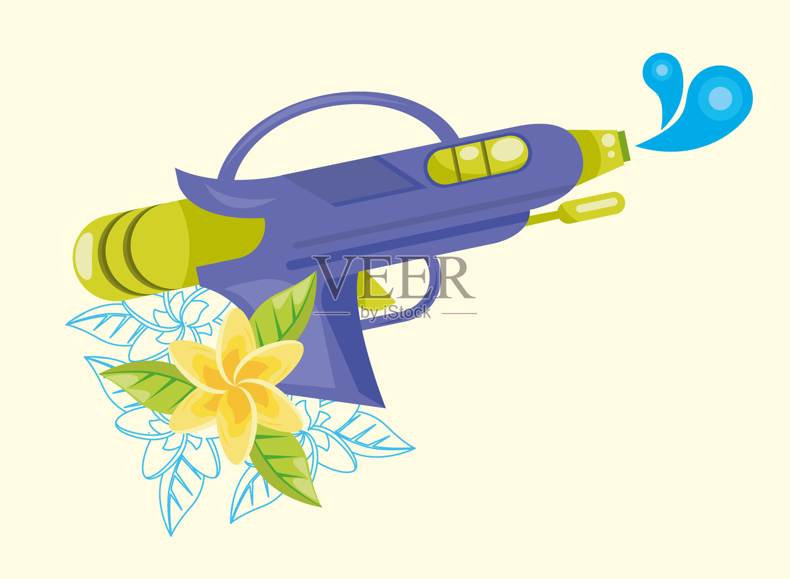 泼水节水枪玩具插画图片素材