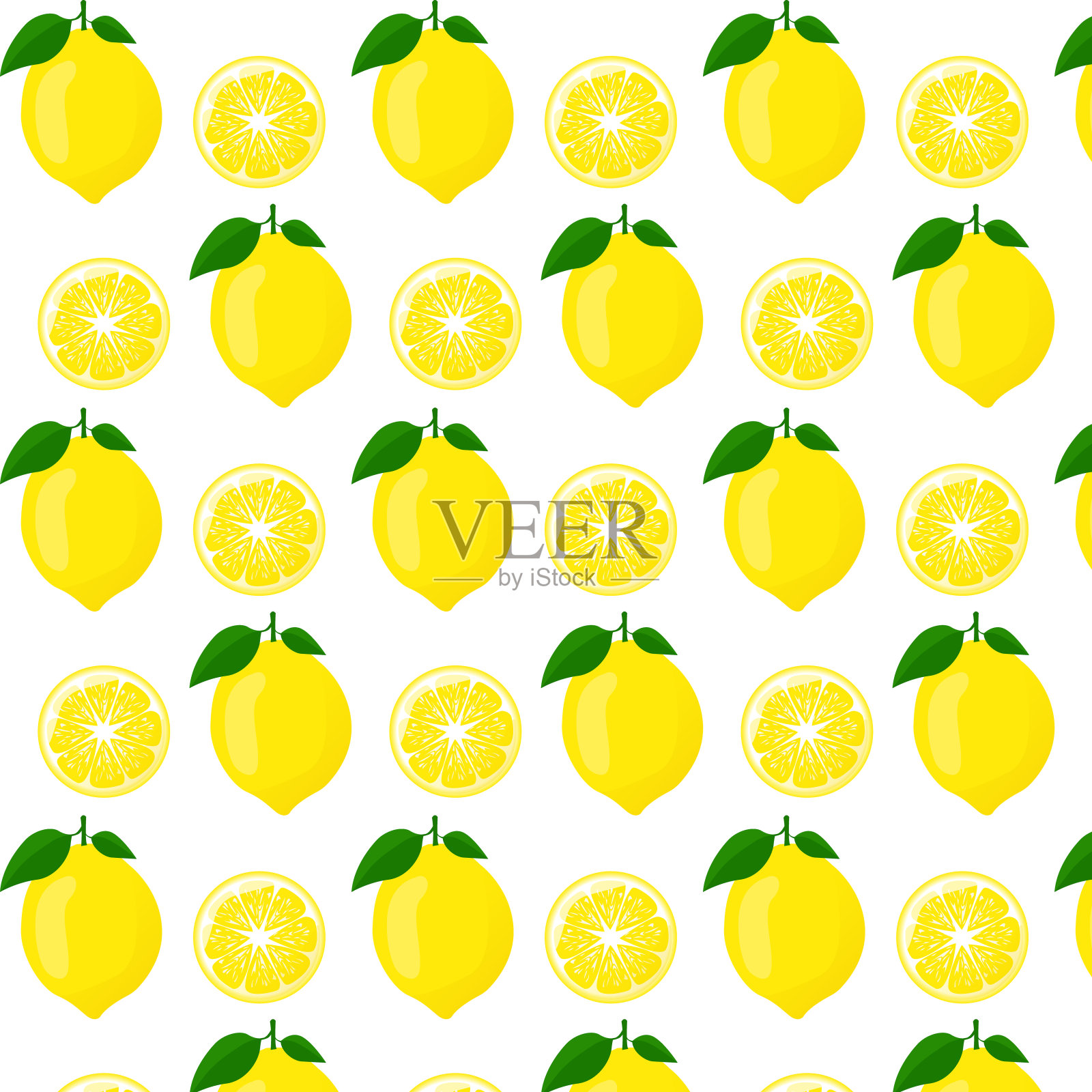 绿叶切片柠檬。适用于海报、标识、标签、横幅、贴纸、产品包装设计等。矢量图插画图片素材