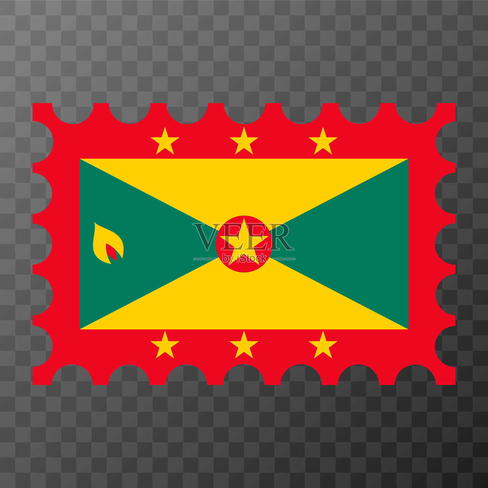 印有格林纳达国旗的邮票。矢量插图。插画图片素材