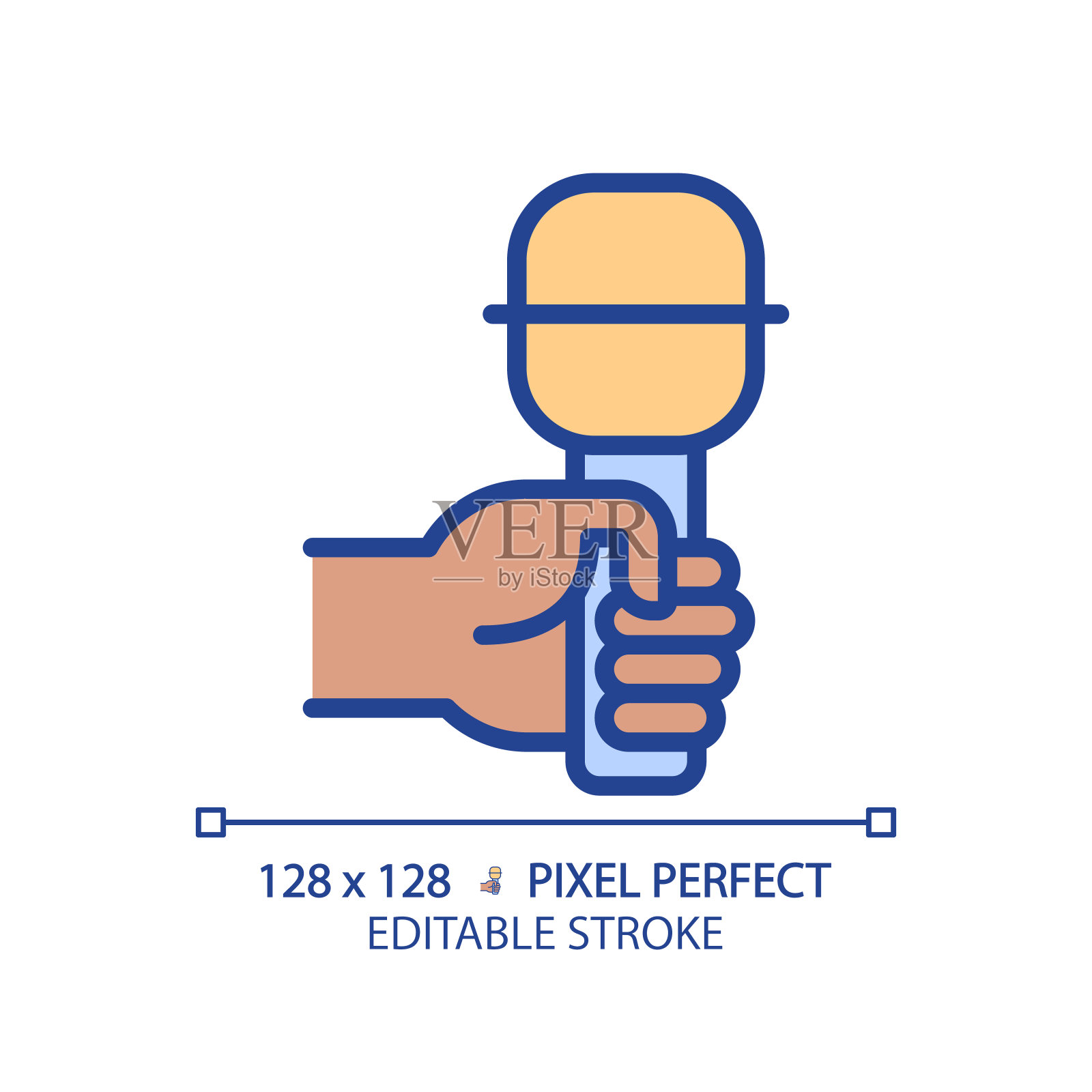 黑色手与麦克风像素完美的RGB彩色图标插画图片素材