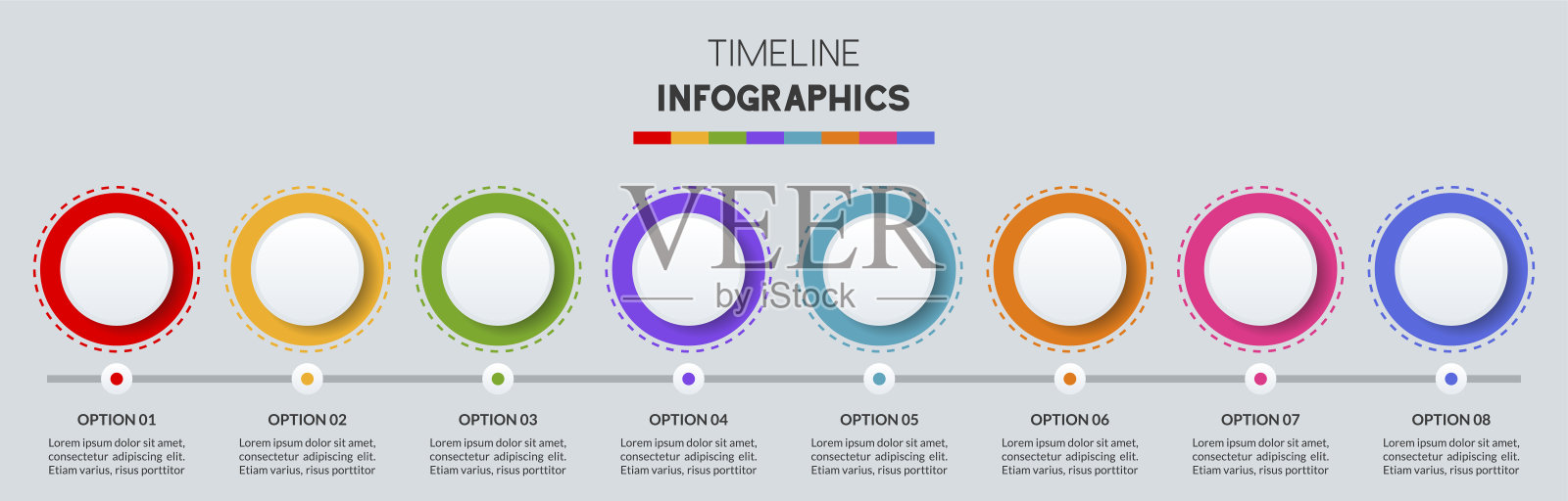 信息图设计模板和图标与8个选项或8个步骤插画图片素材