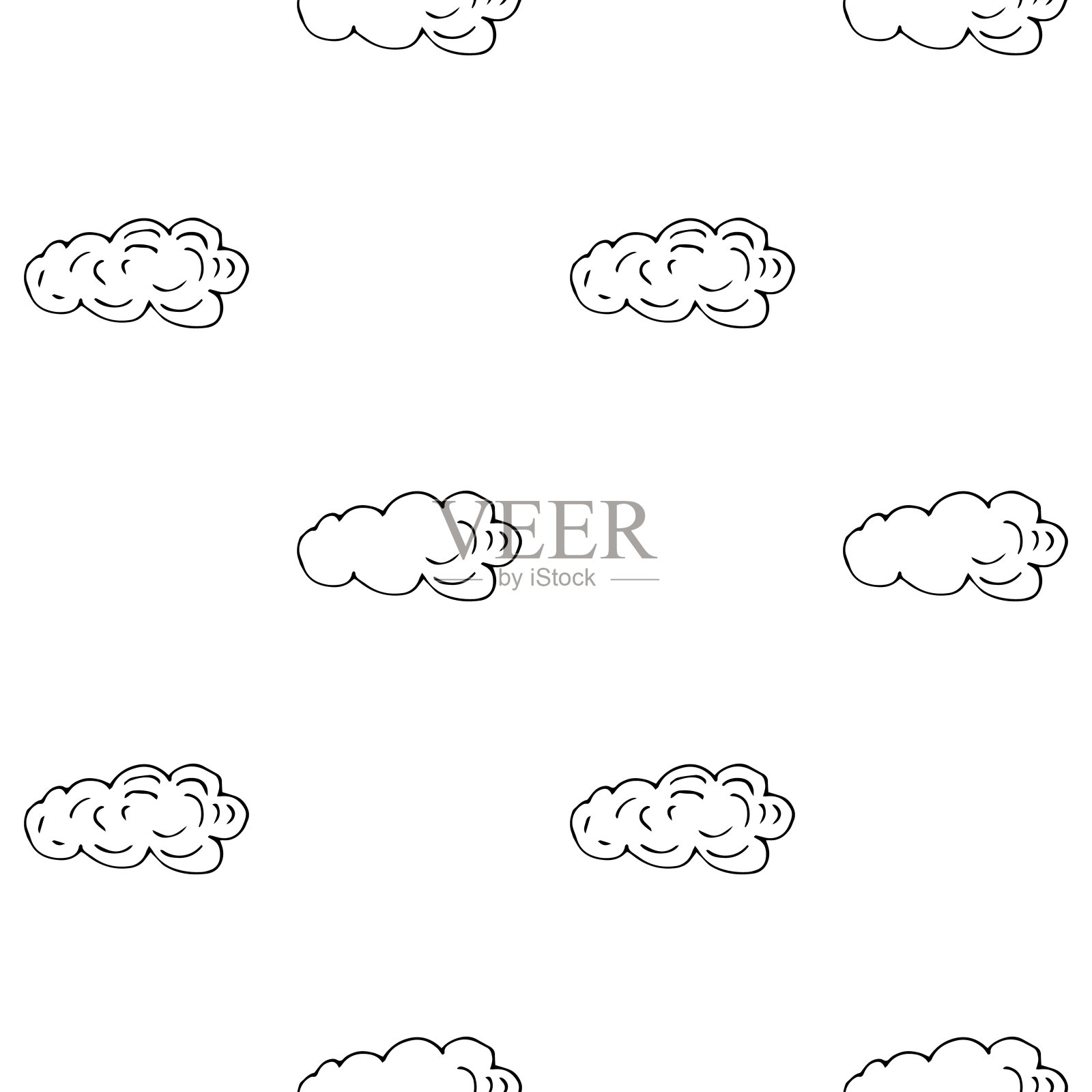 矢量无缝图案云云天空涂鸦插画图片素材