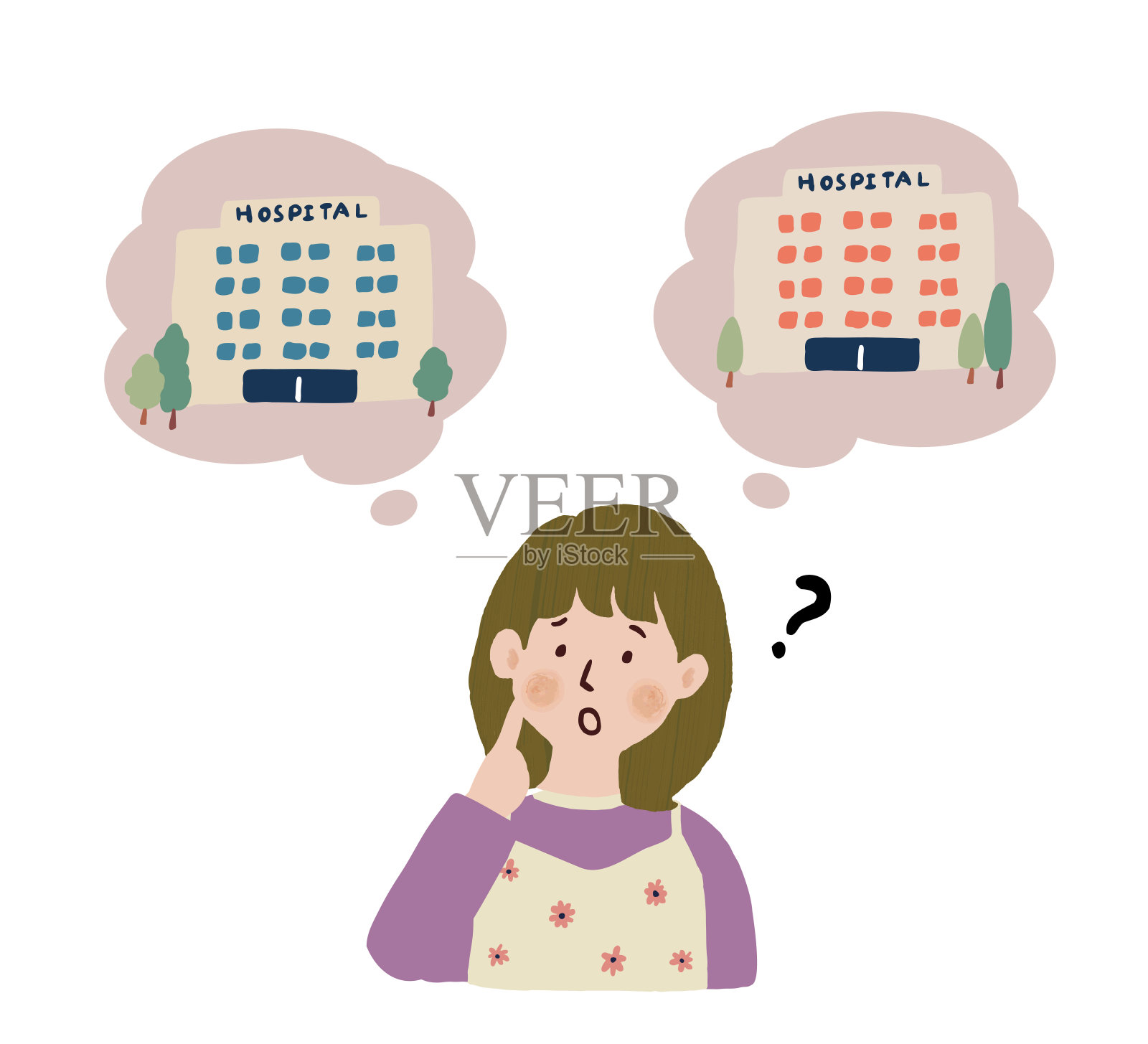 人们担心选择医院，第二意见，家庭医生插画图片素材