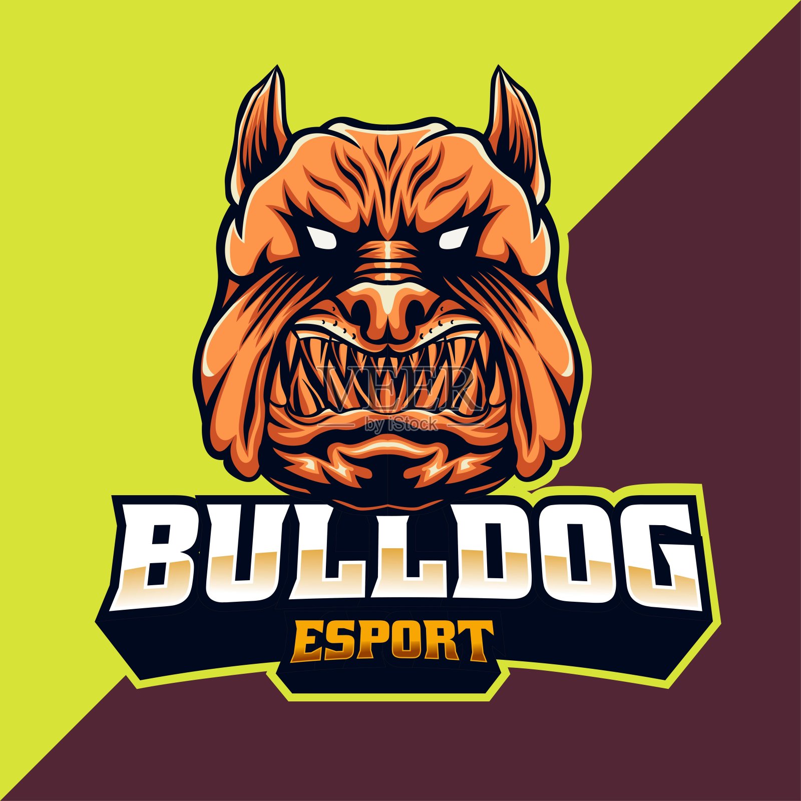斗牛犬吉祥物和电竞标志设计。易于编辑和定制插画图片素材