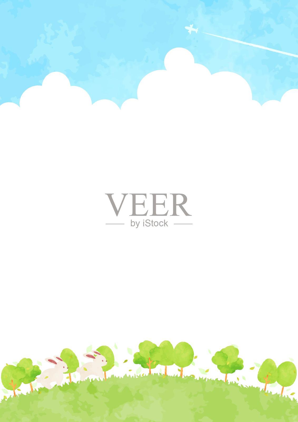 beautiful　watercolor　lush　greenery　background　illustration插画图片素材