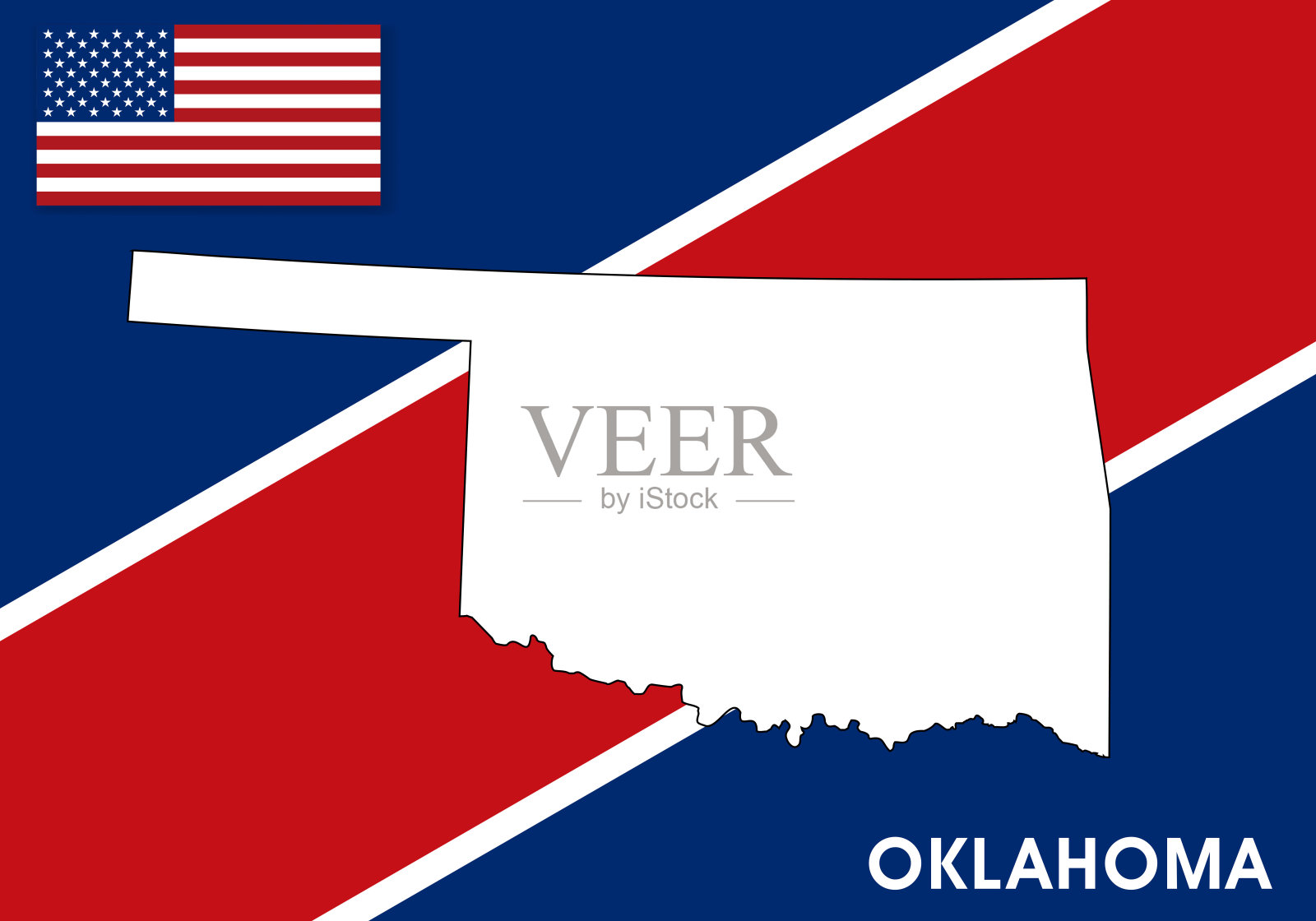 俄克拉荷马州-美国，美国地图矢量模板。白色地图上的旗帜背景为设计，信息图-矢量插图eps 10插画图片素材