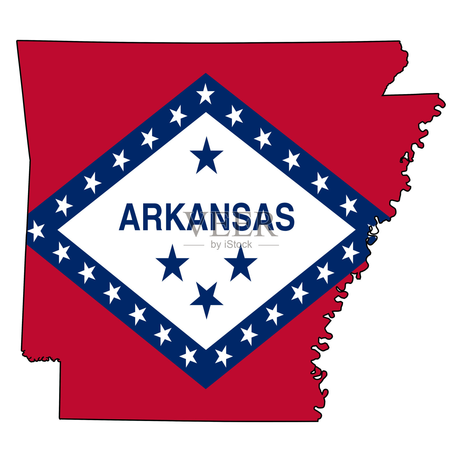 阿肯色州地图矢量插图。全球经济。美国的州。北美。美国。美国。美国插画图片素材