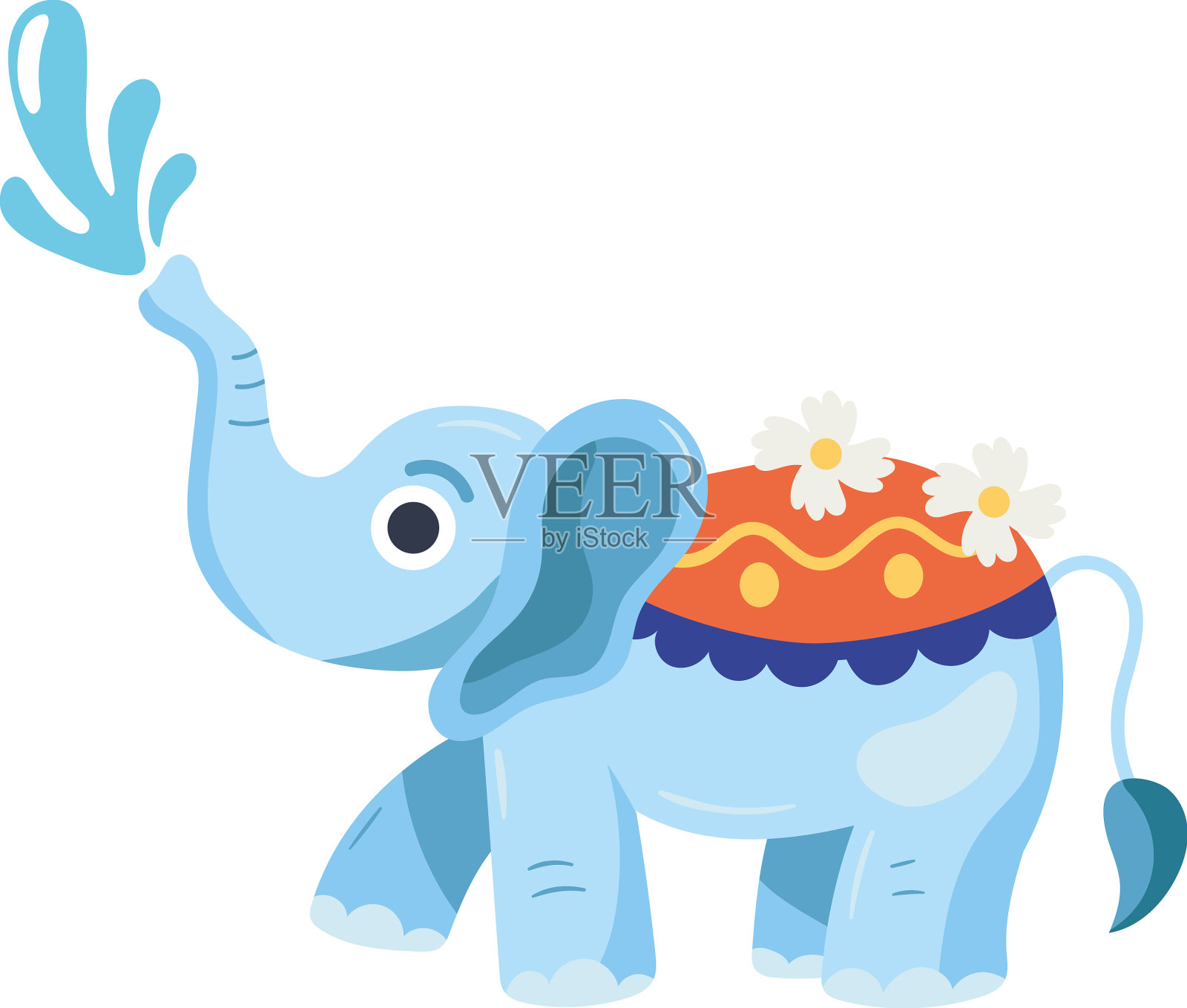 大象玩水设计元素图片