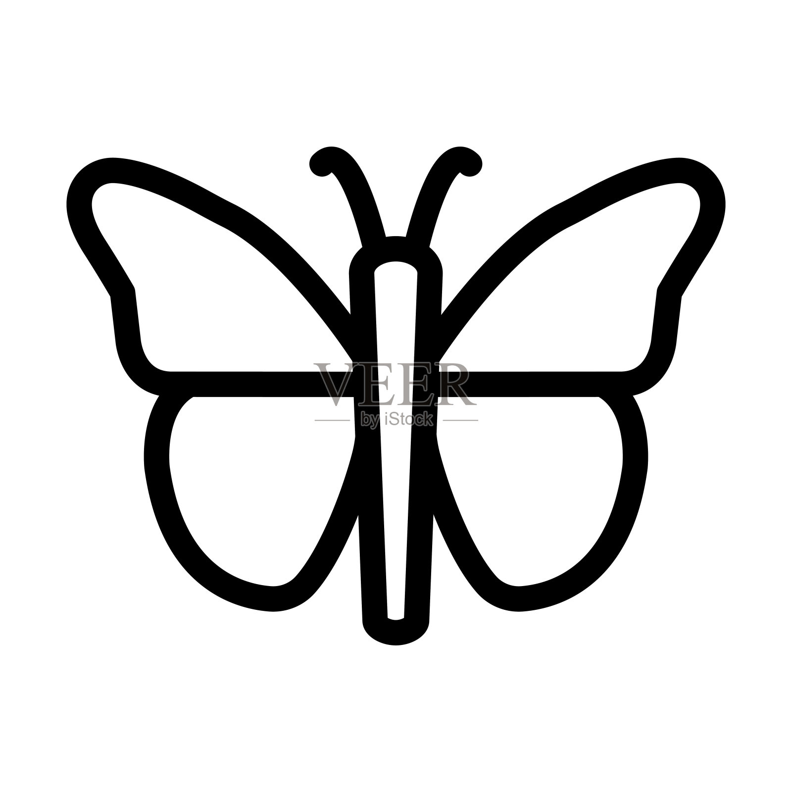 蝴蝶矢量粗线图标为个人和商业用途。设计元素图片