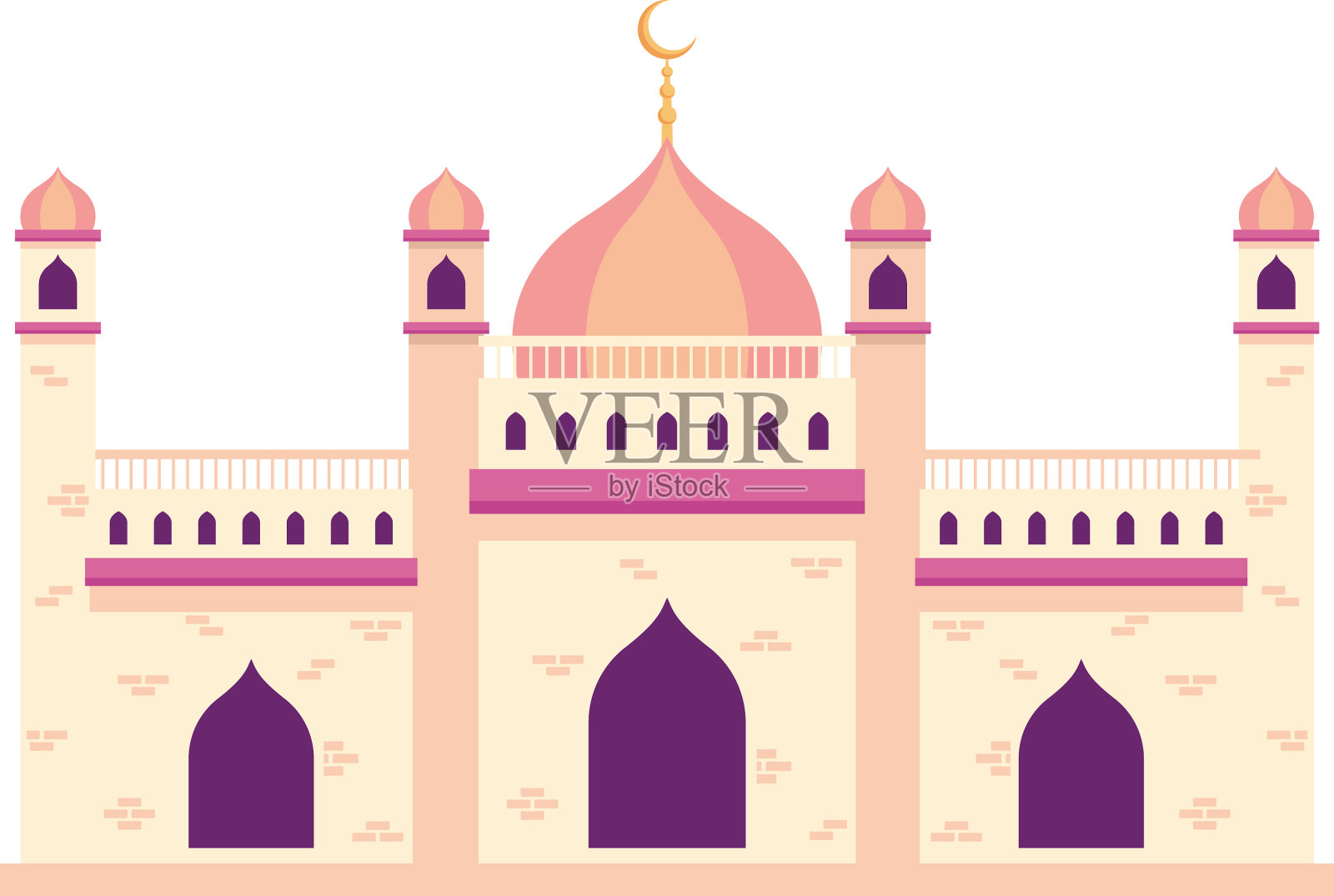 穆斯林清真寺正面设计元素图片