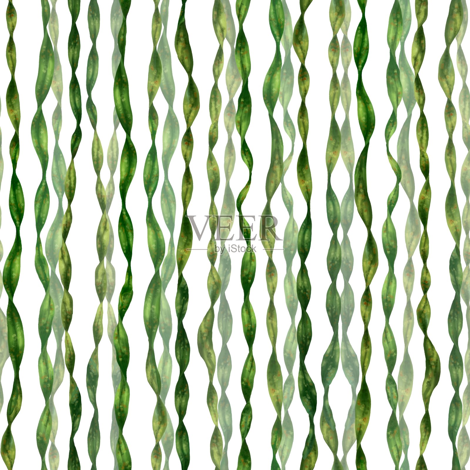 无缝的图案与茂密的鲜绿色海藻。背景纺织品，织物，横幅，包装纸，壁纸和其他设计插画图片素材