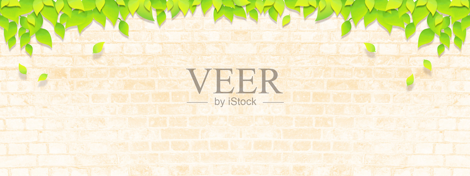 树叶和影响的刷砖背景插图，形象的季节插画图片素材