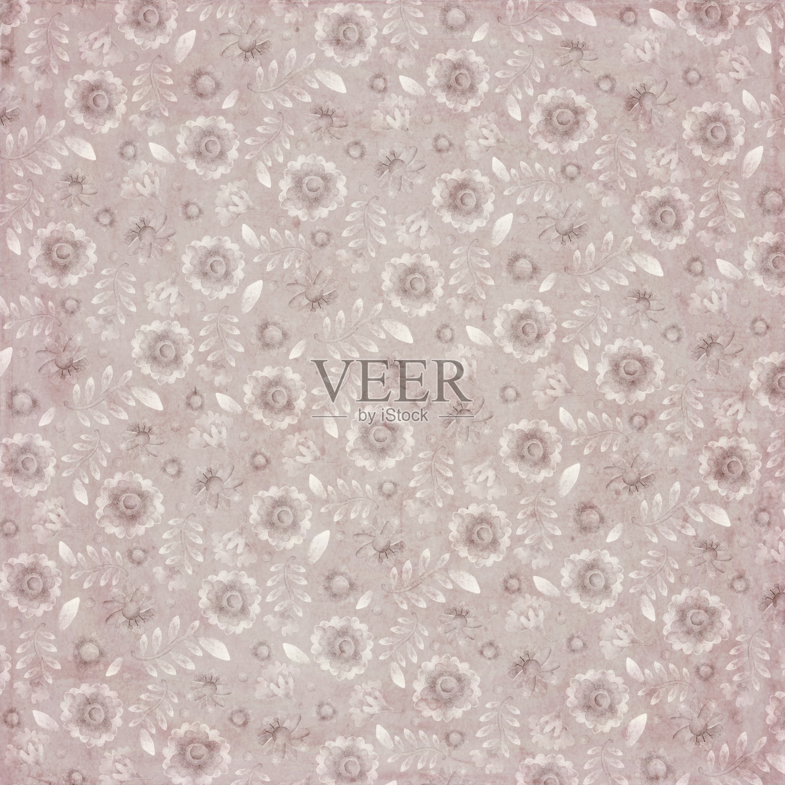 光复古的背景与水彩花。乏味的东西。栅格插图包装，包装，剪贴簿，卡片。插画图片素材