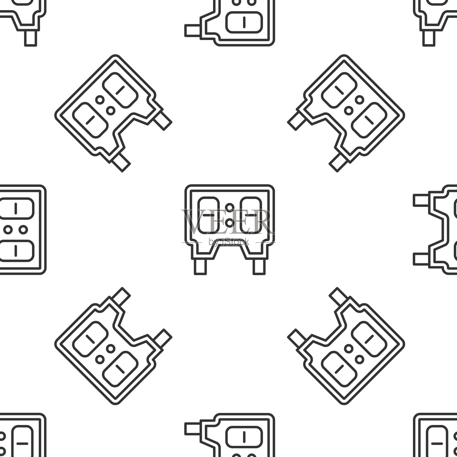 灰色线运动棒球机械记分牌和结果显示图标隔离无缝模式在白色背景。向量插画图片素材
