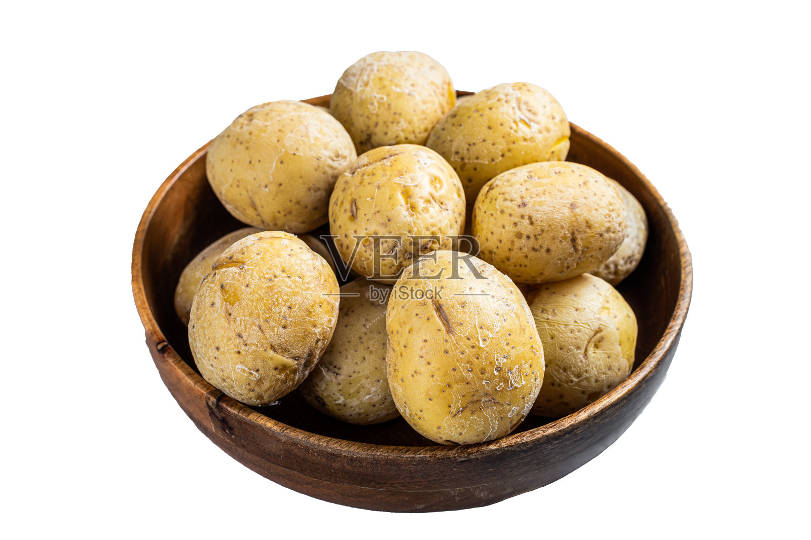 加那利煮土豆papas arrugadas。孤立在白色背景上。照片摄影图片