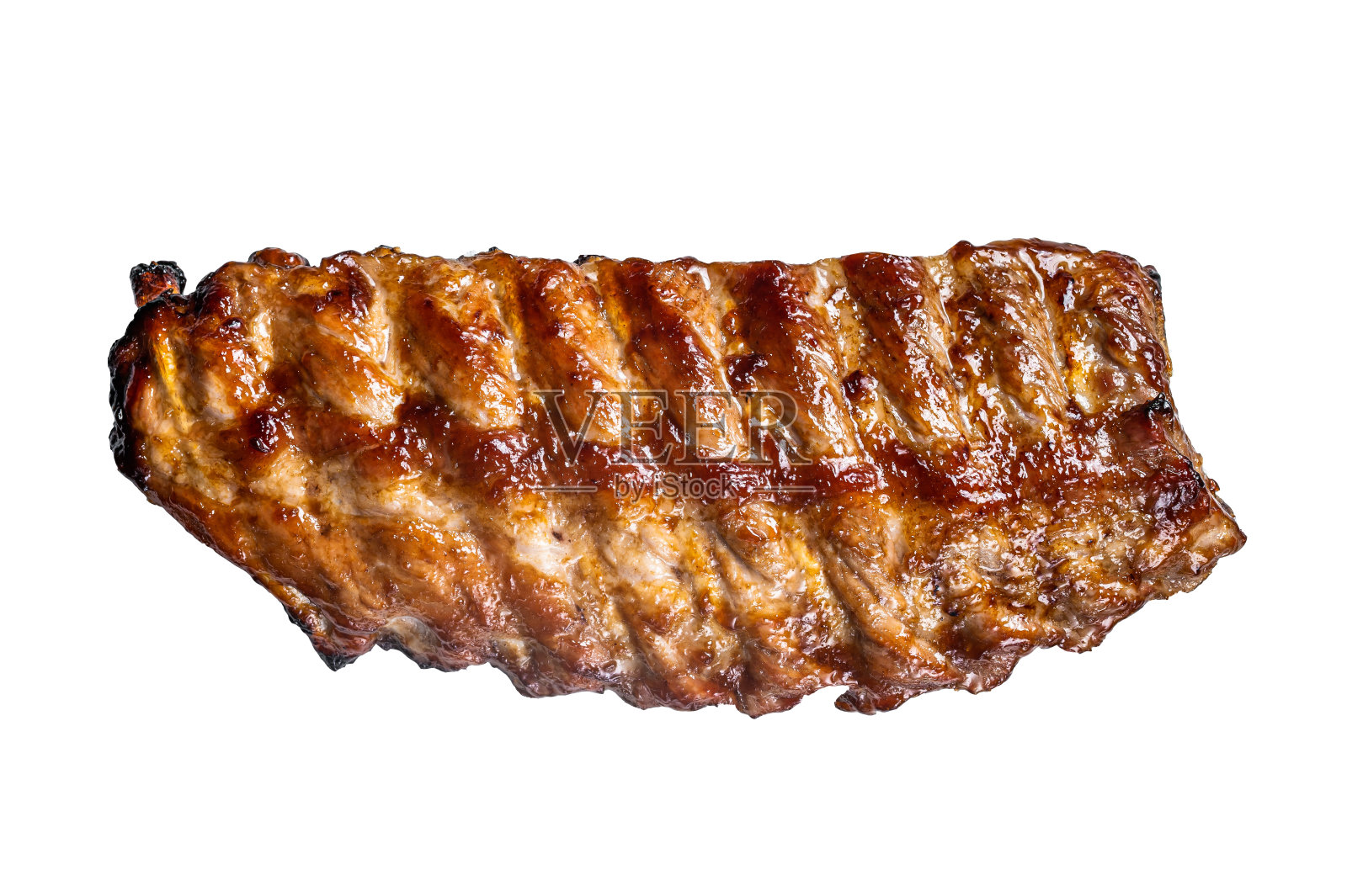 烧烤烤猪排骨。孤立在白色背景上。照片摄影图片