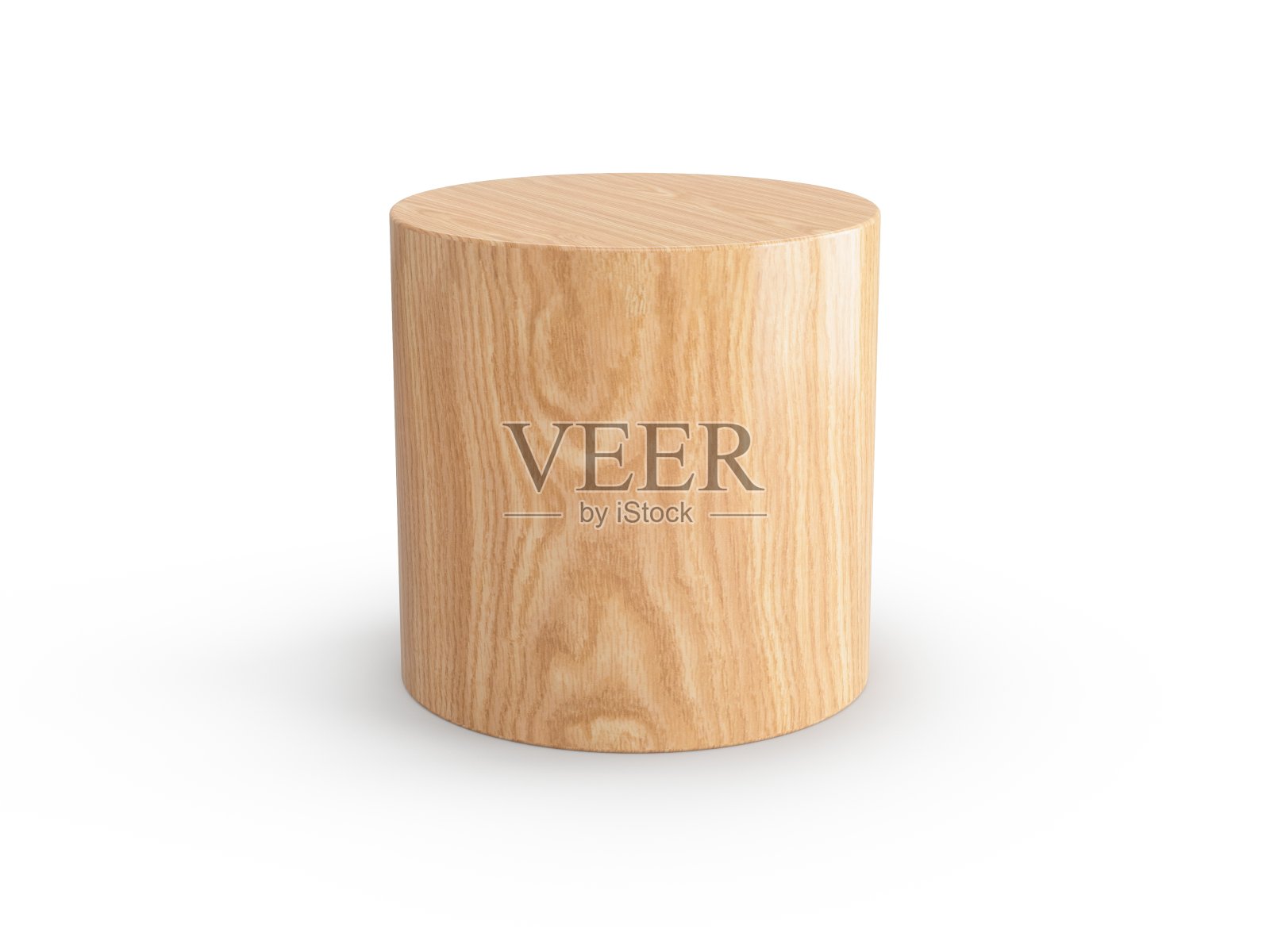 三维木制圆柱体，白色背景照片摄影图片