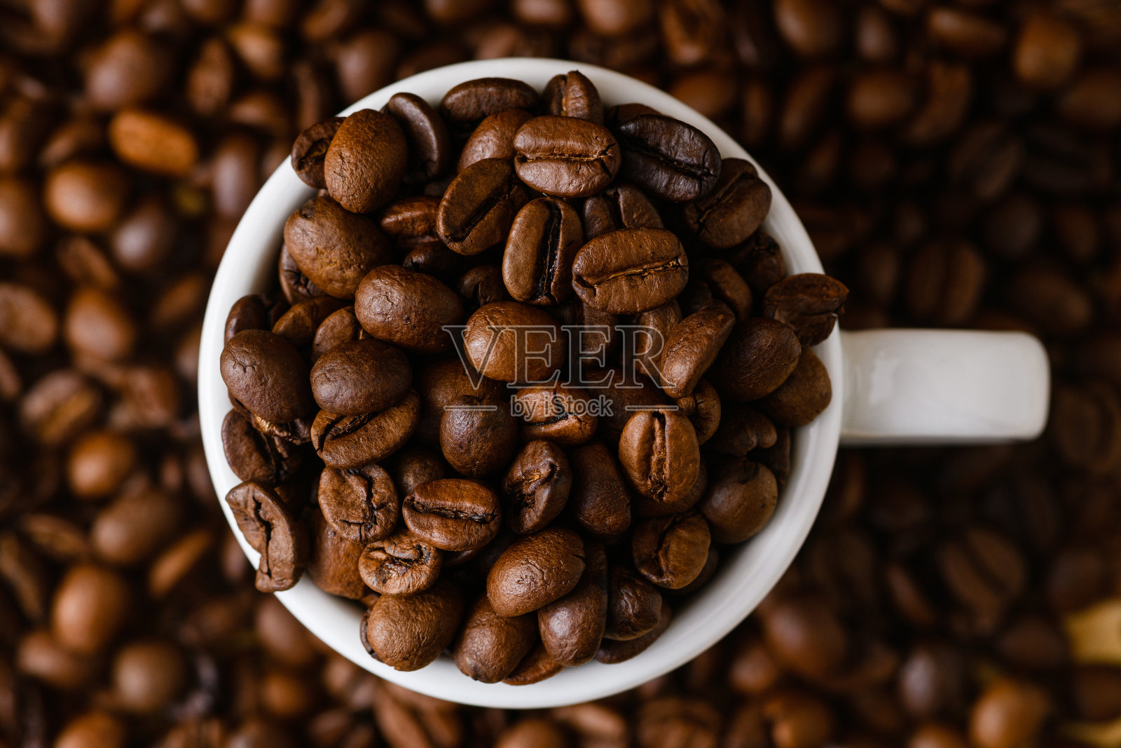 咖啡杯的俯视图照片摄影图片