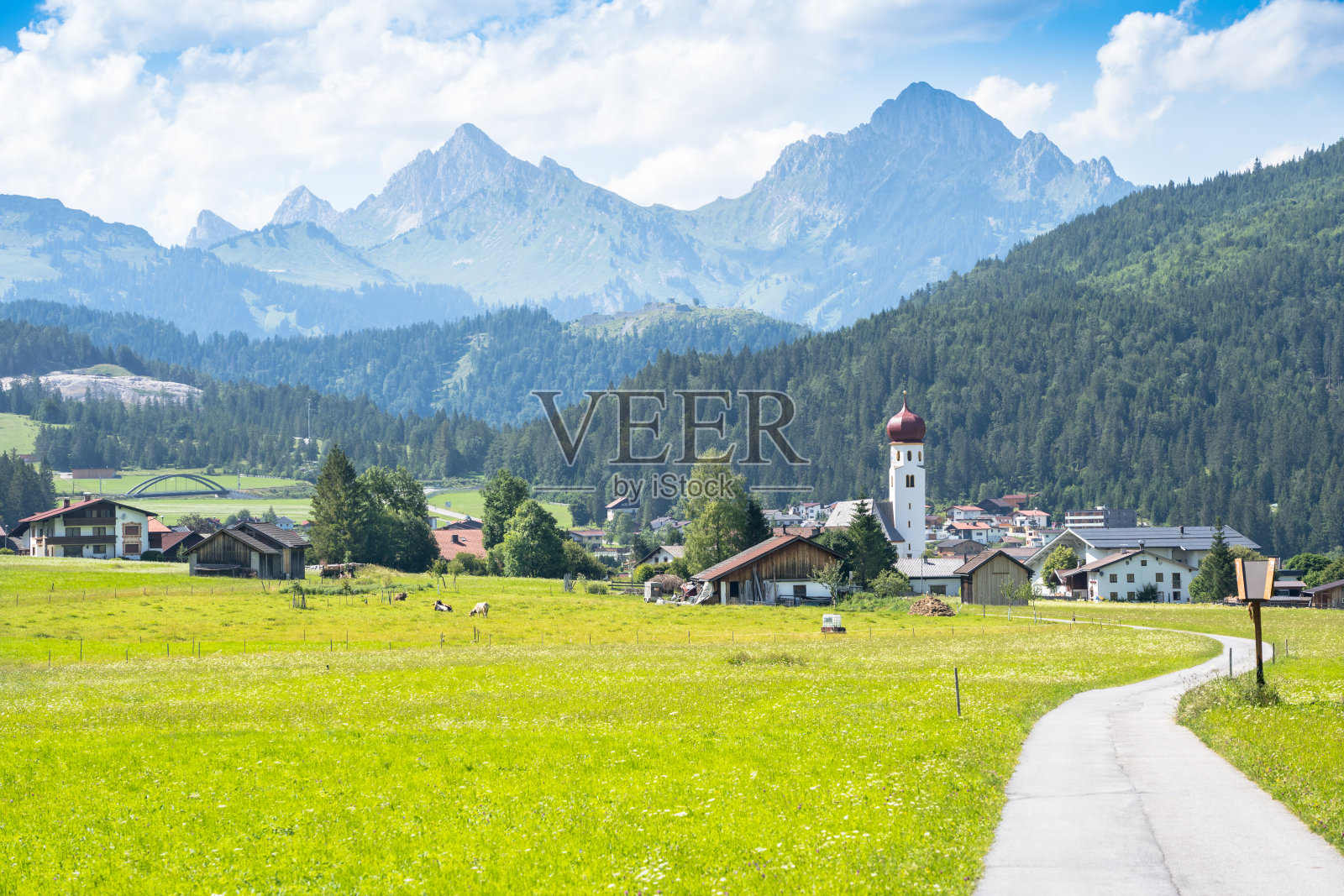 春天的阿尔卑斯村庄照片摄影图片