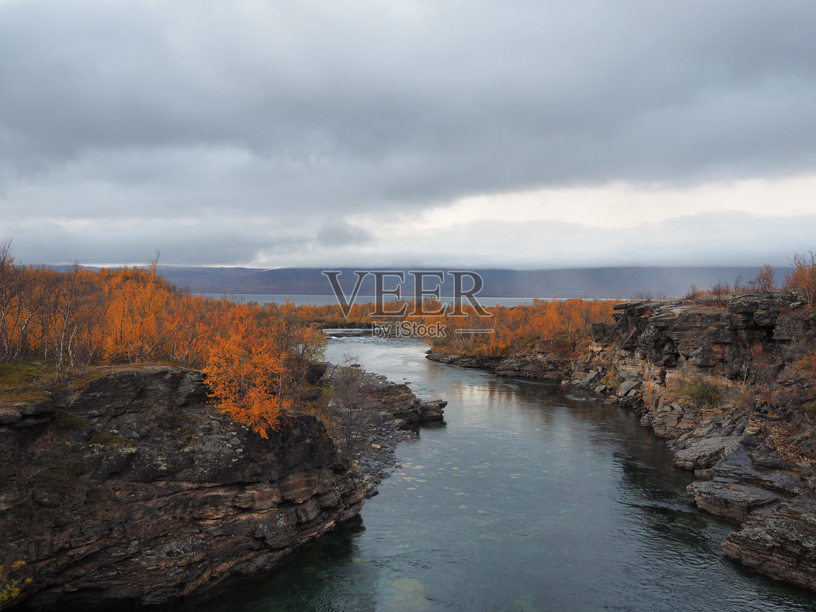 秋天的阿比斯科河三角洲在瑞典北部的北极自然照片摄影图片