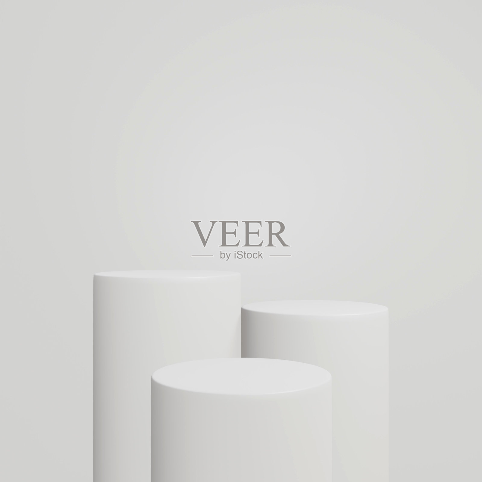 空荡荡的白色讲台。白色背景三维展示平台。最小的展示模型。抽象的白色背景概念。几何平台展示化妆品产品。舞台展示。三维渲染照片摄影图片