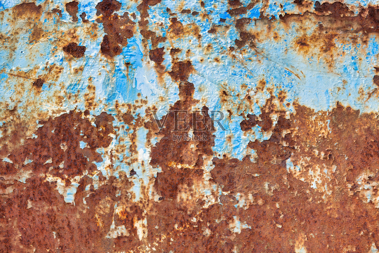 生锈的蓝色金属板与复古美学照片摄影图片