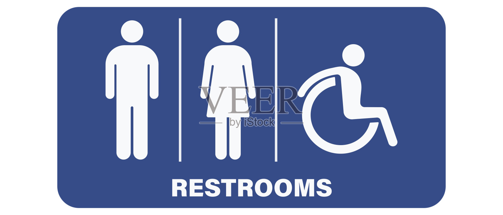 厕所的迹象。厕所矢量标志。男人，女人和瘫痪WC图标。插画图片素材