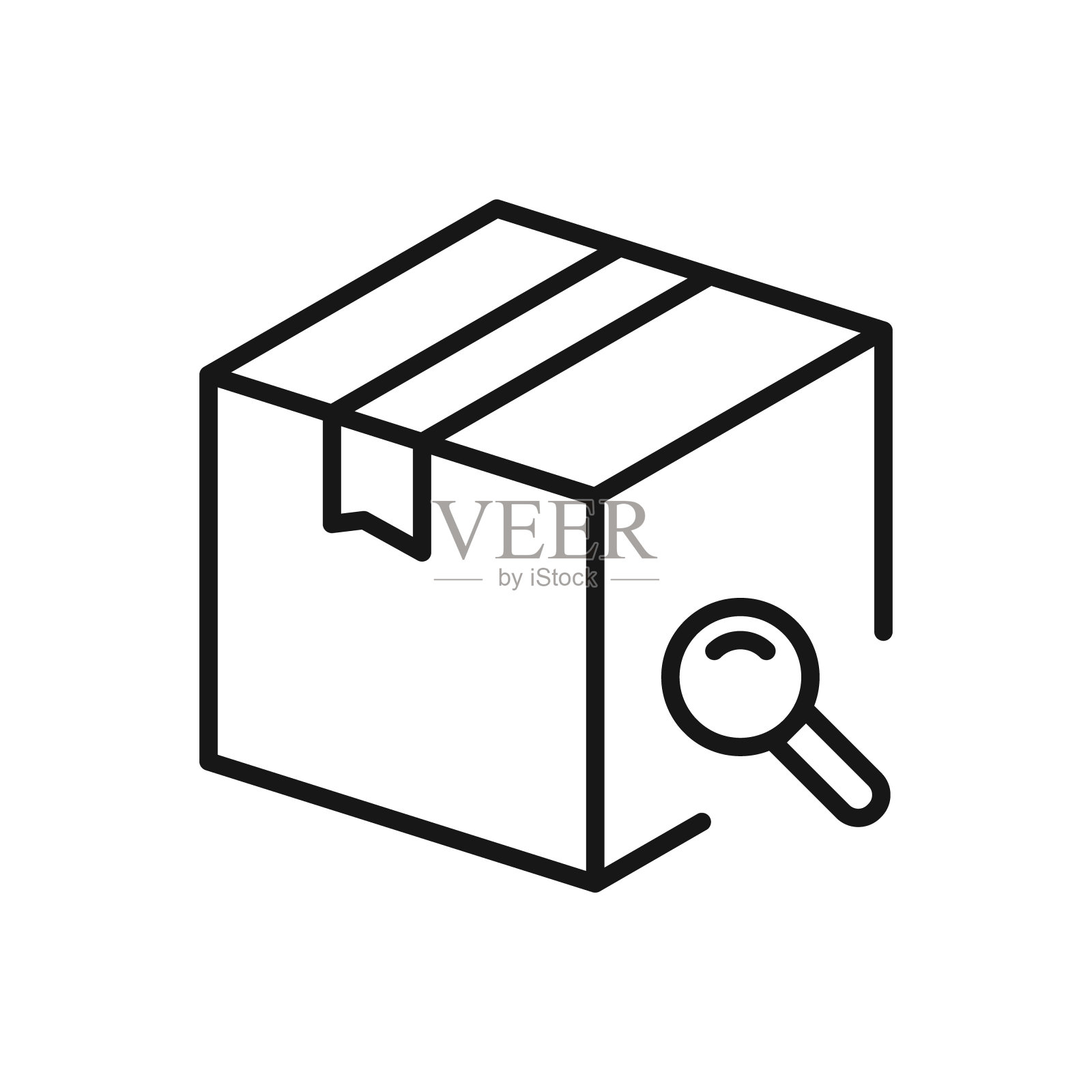 搜索包框的可编辑图标，白色背景上隔离的矢量插图。用于演示、网站或移动应用程序插画图片素材