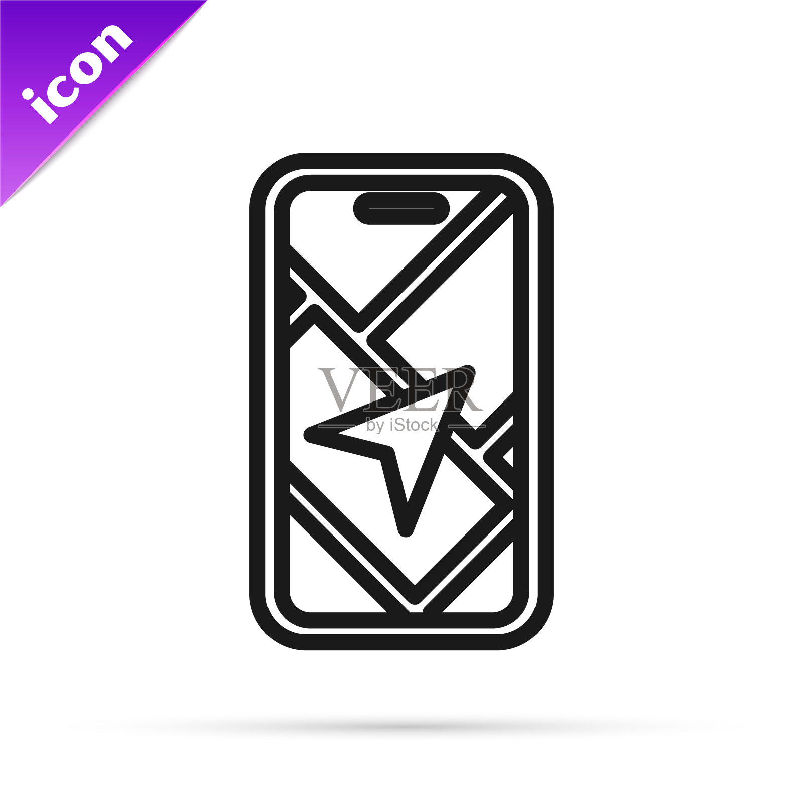 黑线信息图的城市地图导航图标孤立在白色背景。手机应用界面概念设计。Geolacation概念。向量图标素材