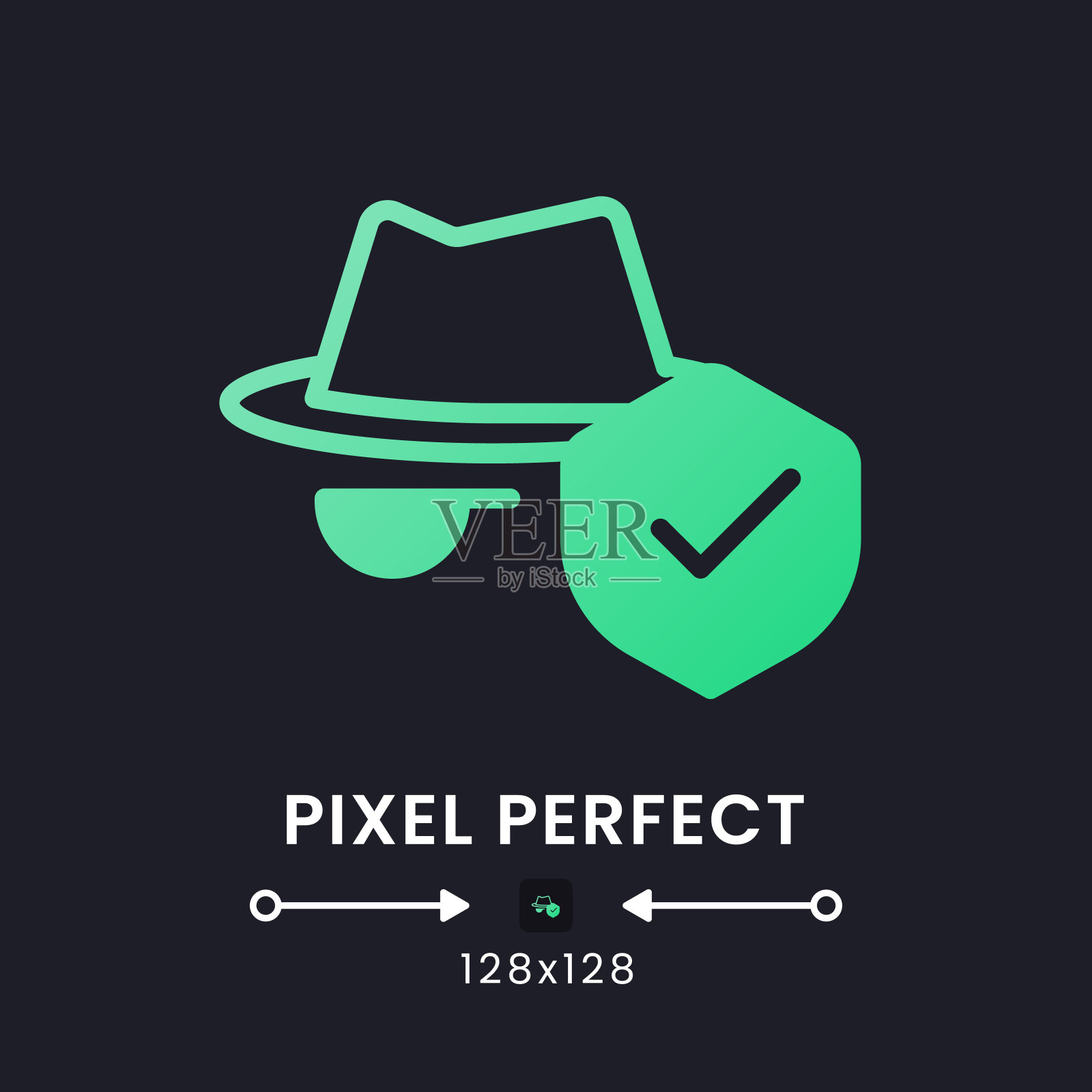 虚拟专用网绿色固态渐变桌面图标上黑色插画图片素材