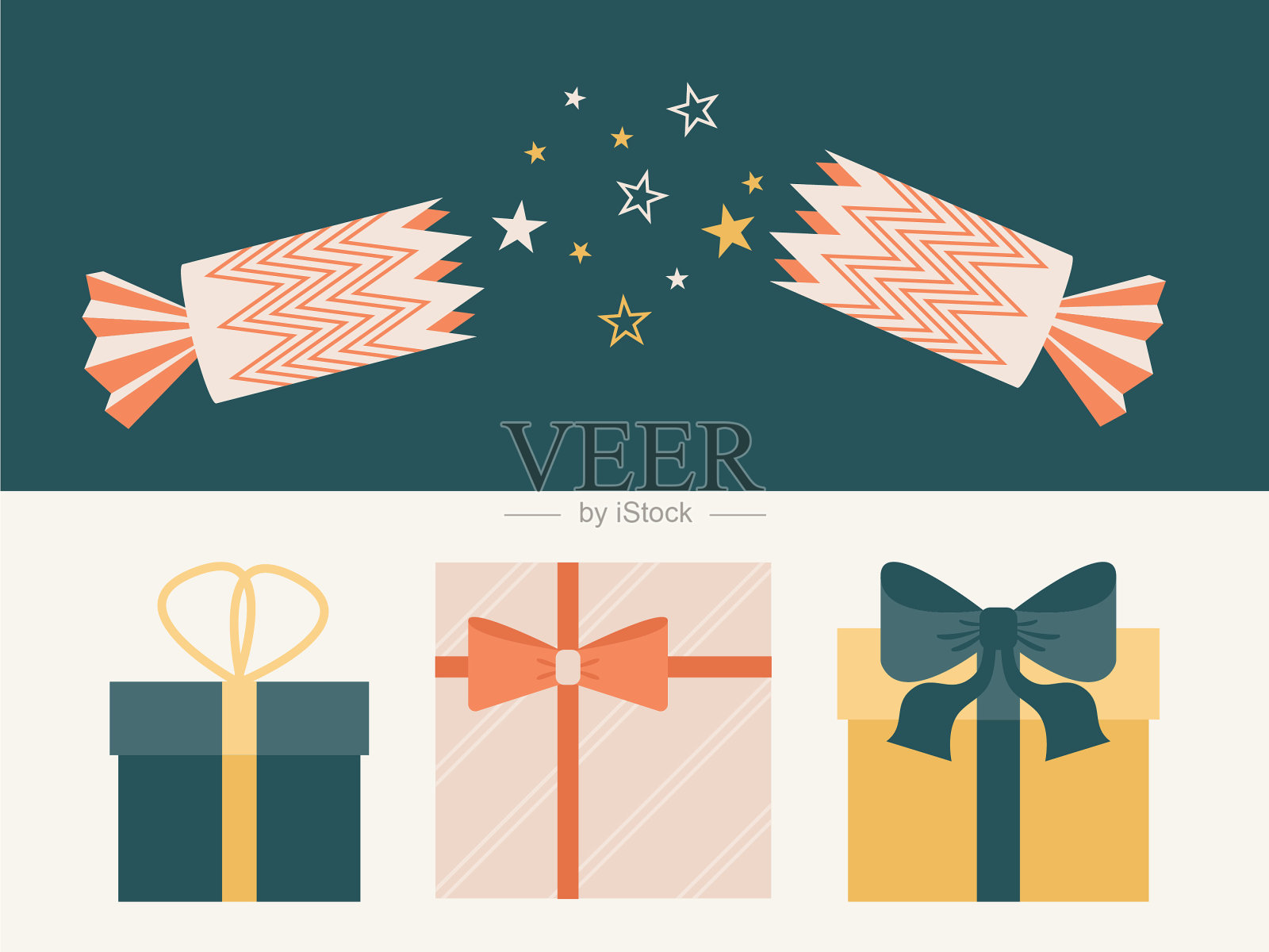 圣诞礼物和爆竹插画图片素材