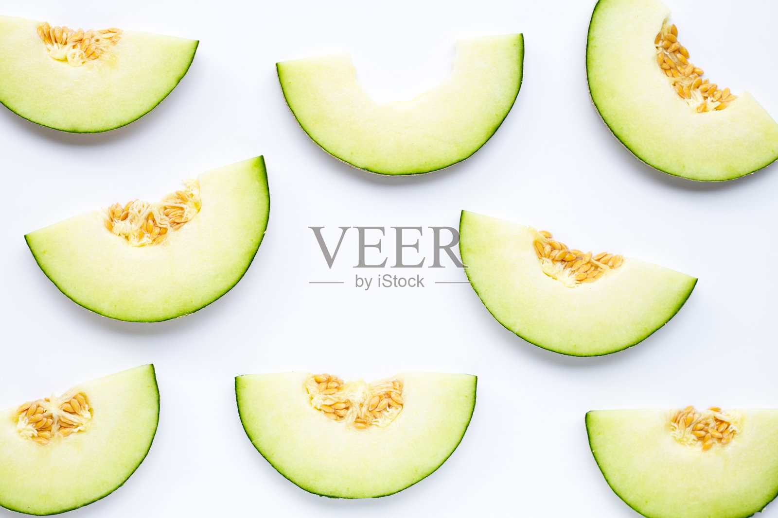 哈密瓜孤立于白色。照片摄影图片