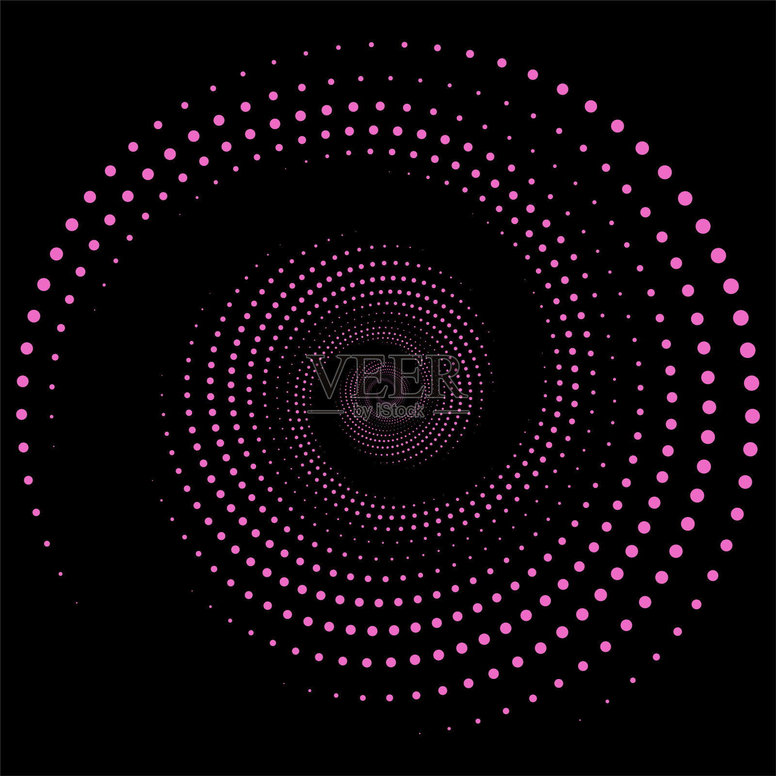 黑色背景上的点。几何的错觉。框架，标志，纹身，网页，打印，海报，模板，抽象矢量背景的设计元素。光学艺术形状。插画图片素材