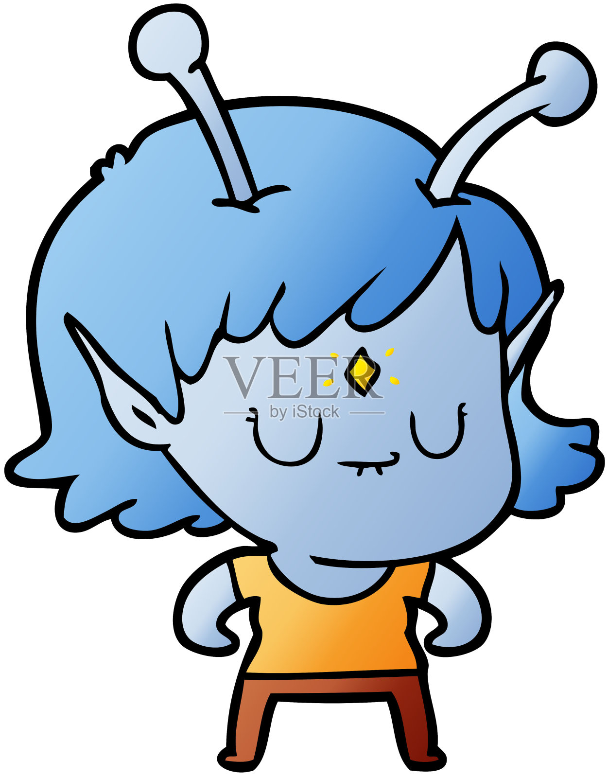 卡通外星人女孩设计元素图片