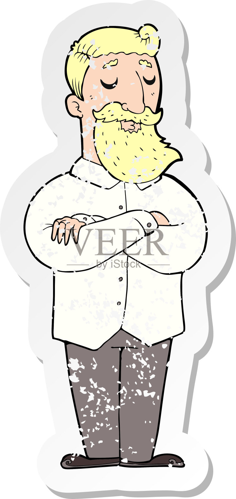 一个卡通潮人的复古心疼贴纸插画图片素材