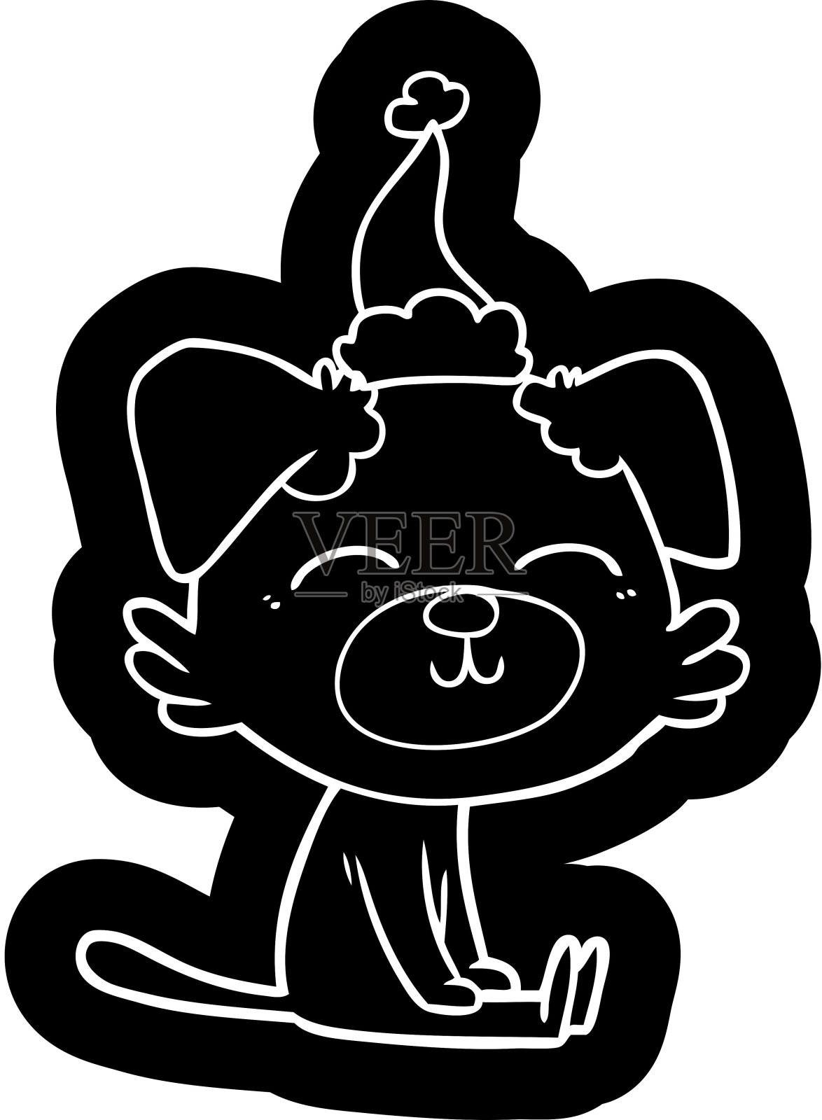 古怪的卡通狗戴着圣诞老人的帽子设计元素图片