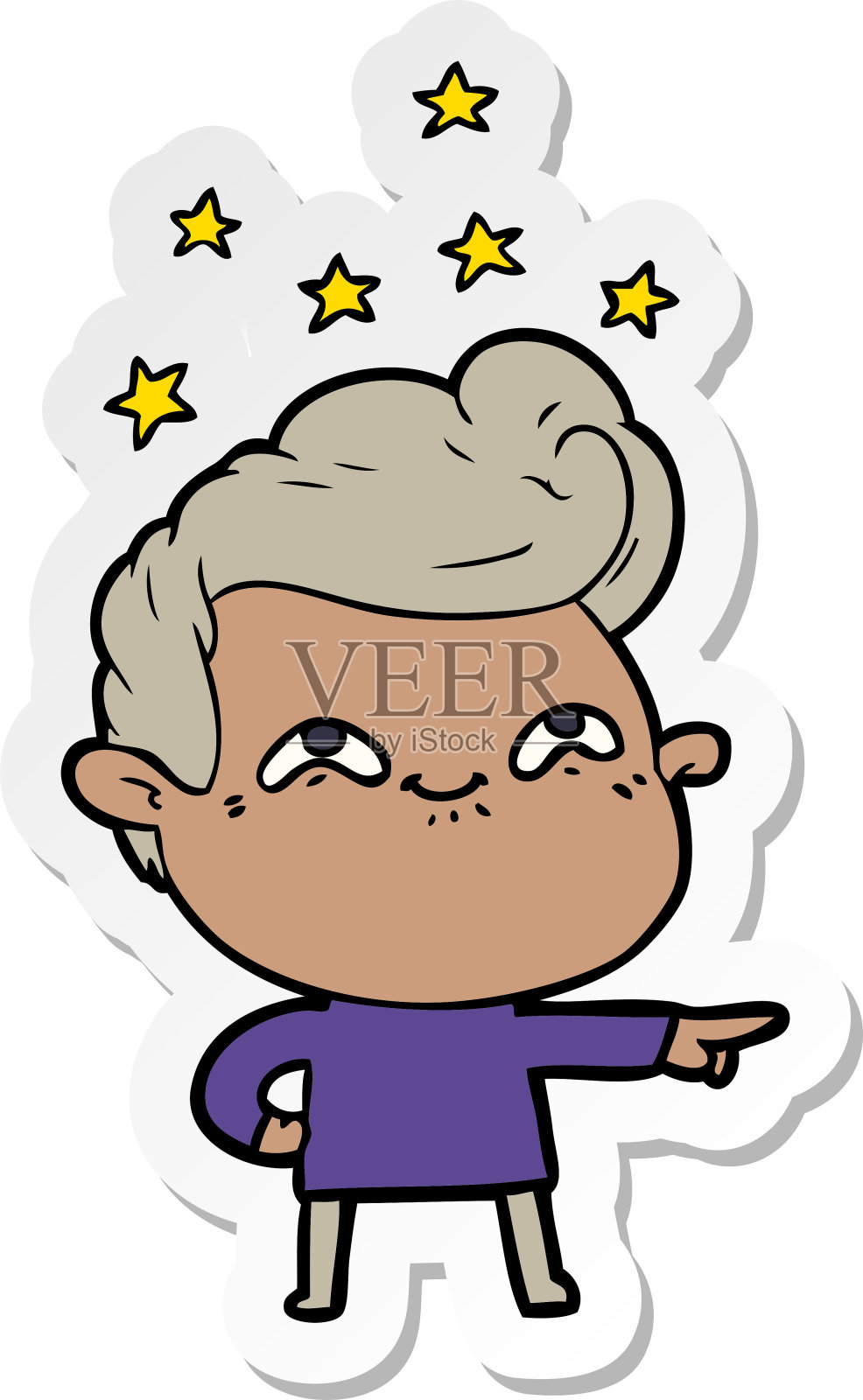一个卡通的兴奋男人的贴纸设计元素图片