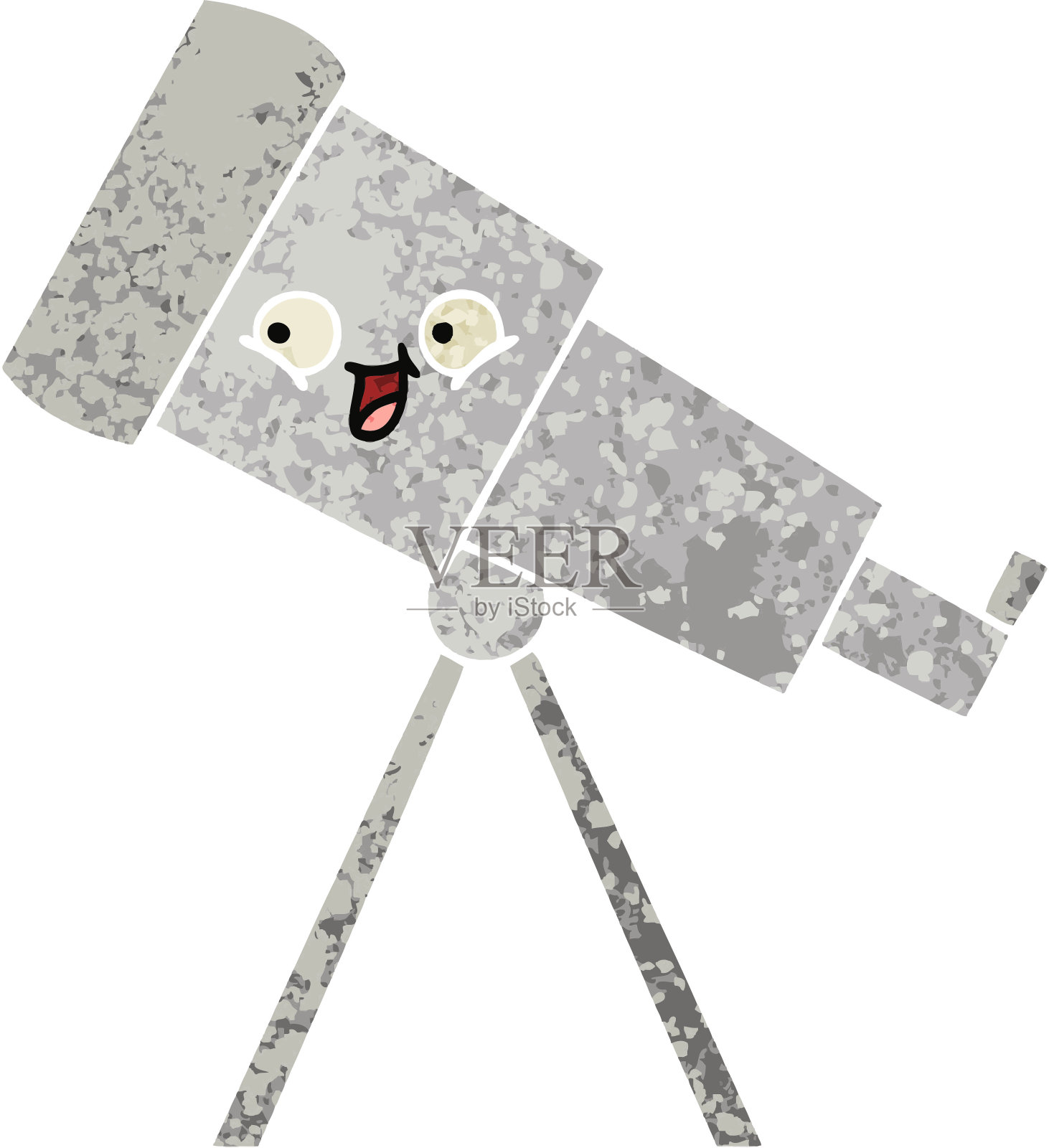 复古插图风格的漫画望远镜插画图片素材