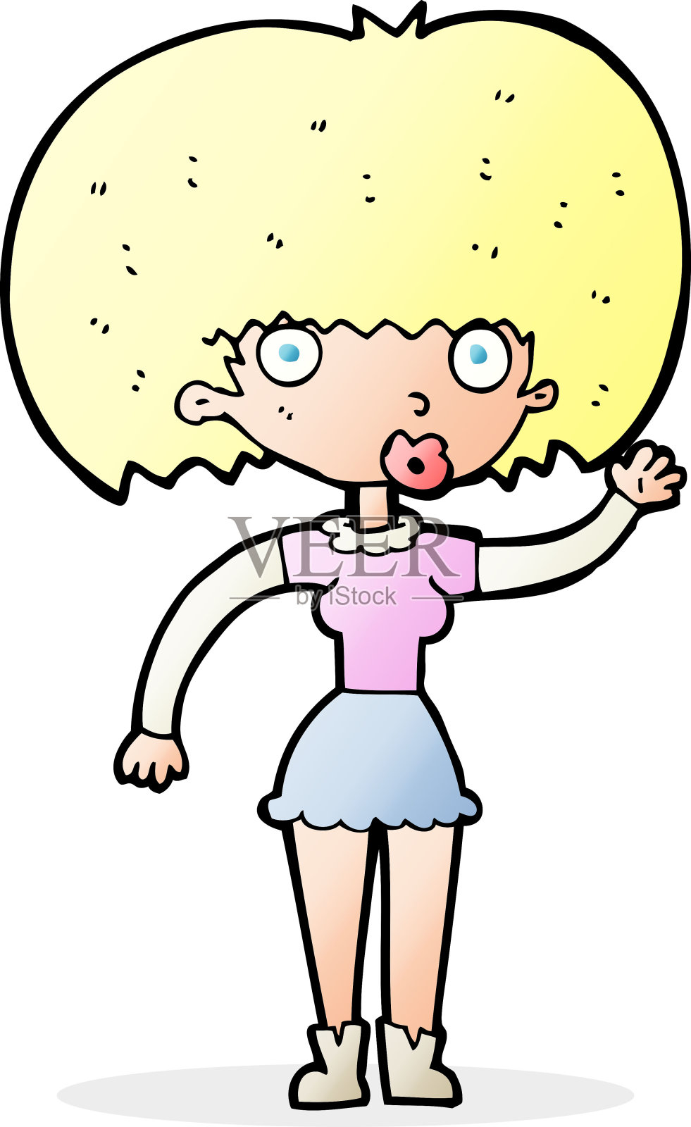 挥手的卡通女人设计元素图片