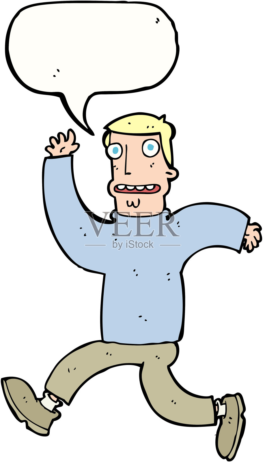 卡通恐怖男子与言语泡沫设计元素图片