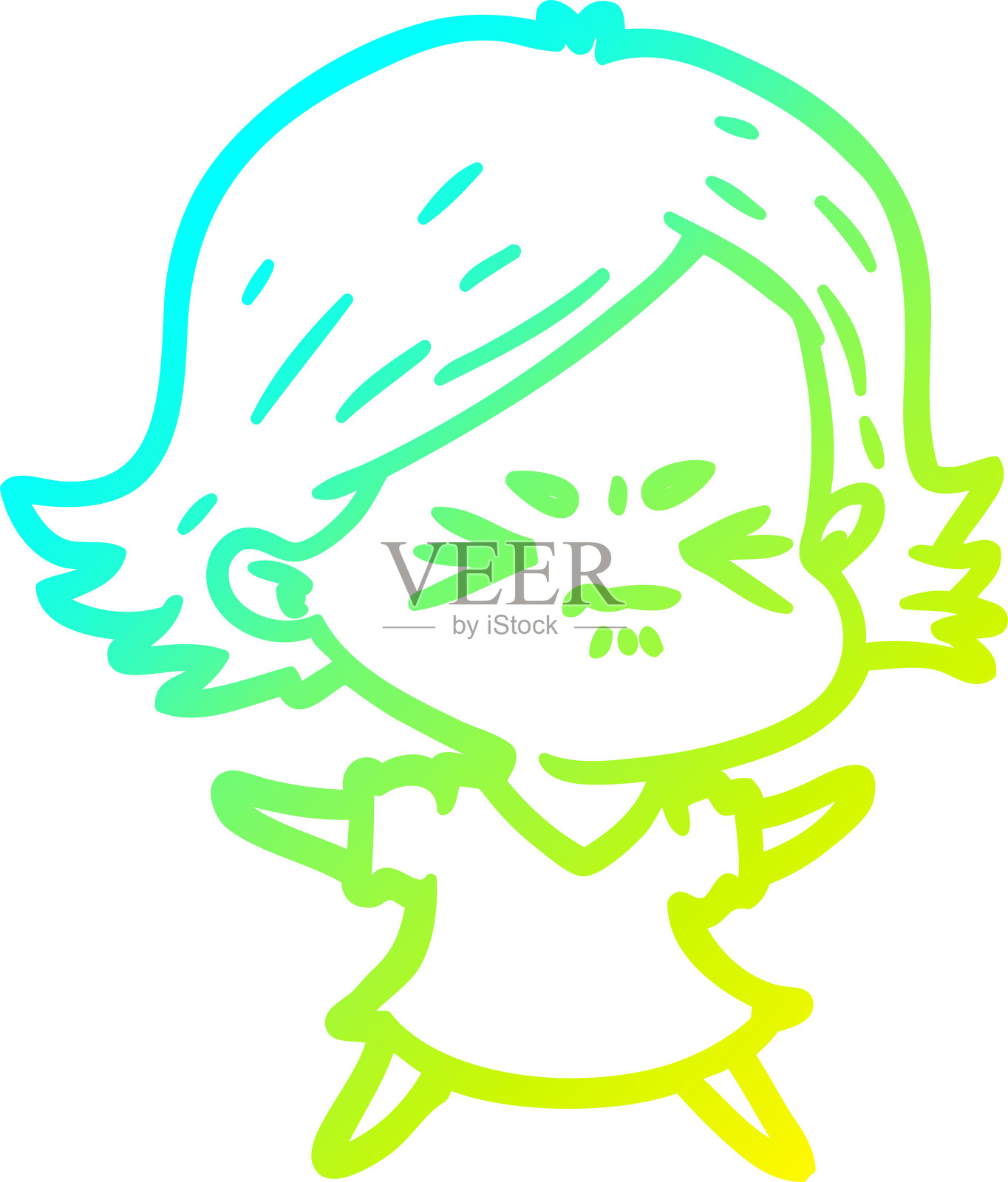 冷梯度线画一个卡通愤怒的女人设计元素图片