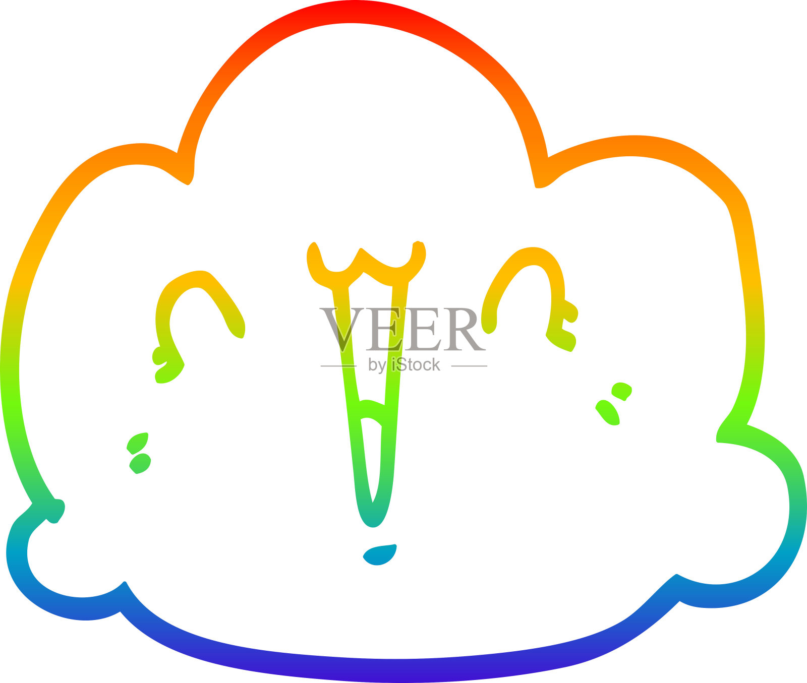 彩虹渐变线条画了一个快乐的云卡通插画图片素材