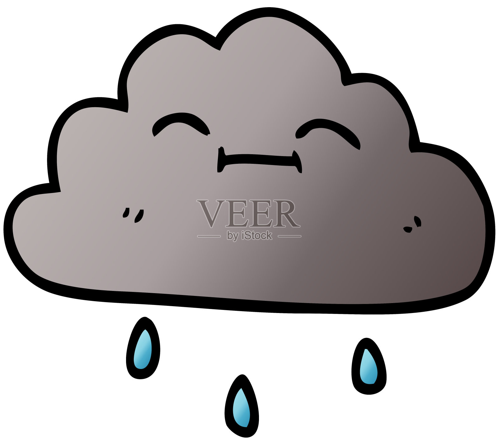 卡通涂鸦快乐雨云插画图片素材